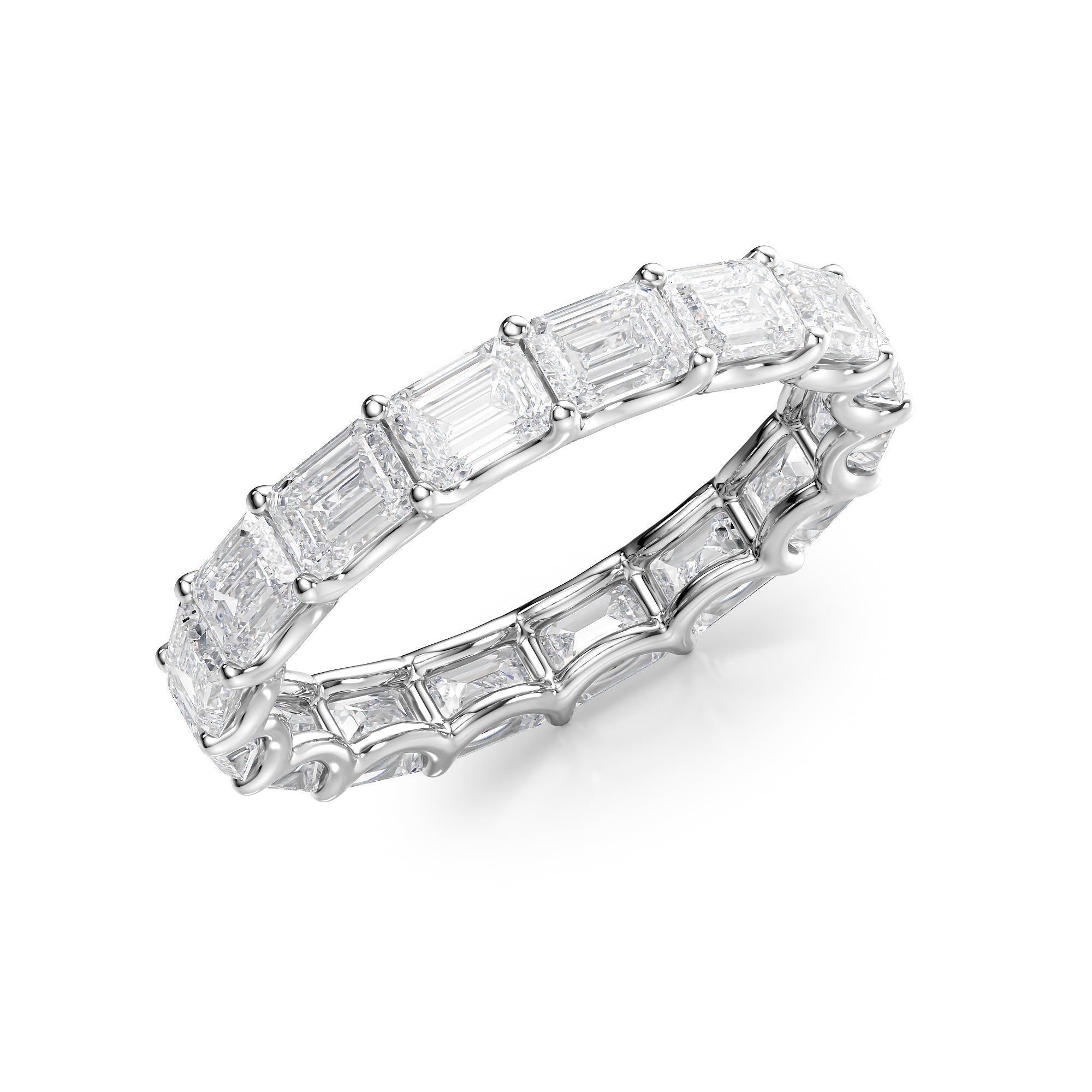 4ct Belicia Emerald Cut Moissanite Ring - Silver