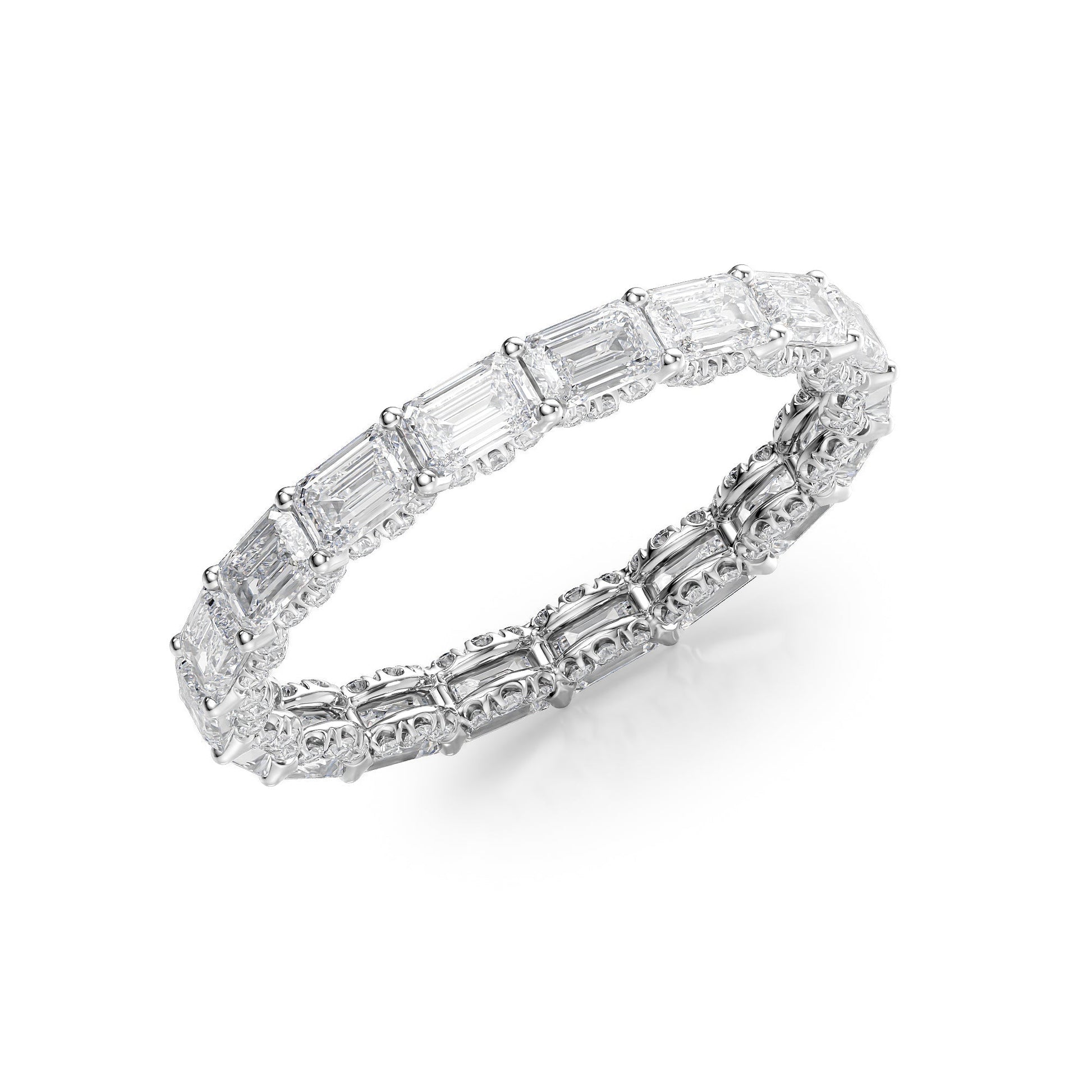 2.8ct Numara Emerald Cut Moissanite Ring - Silver
