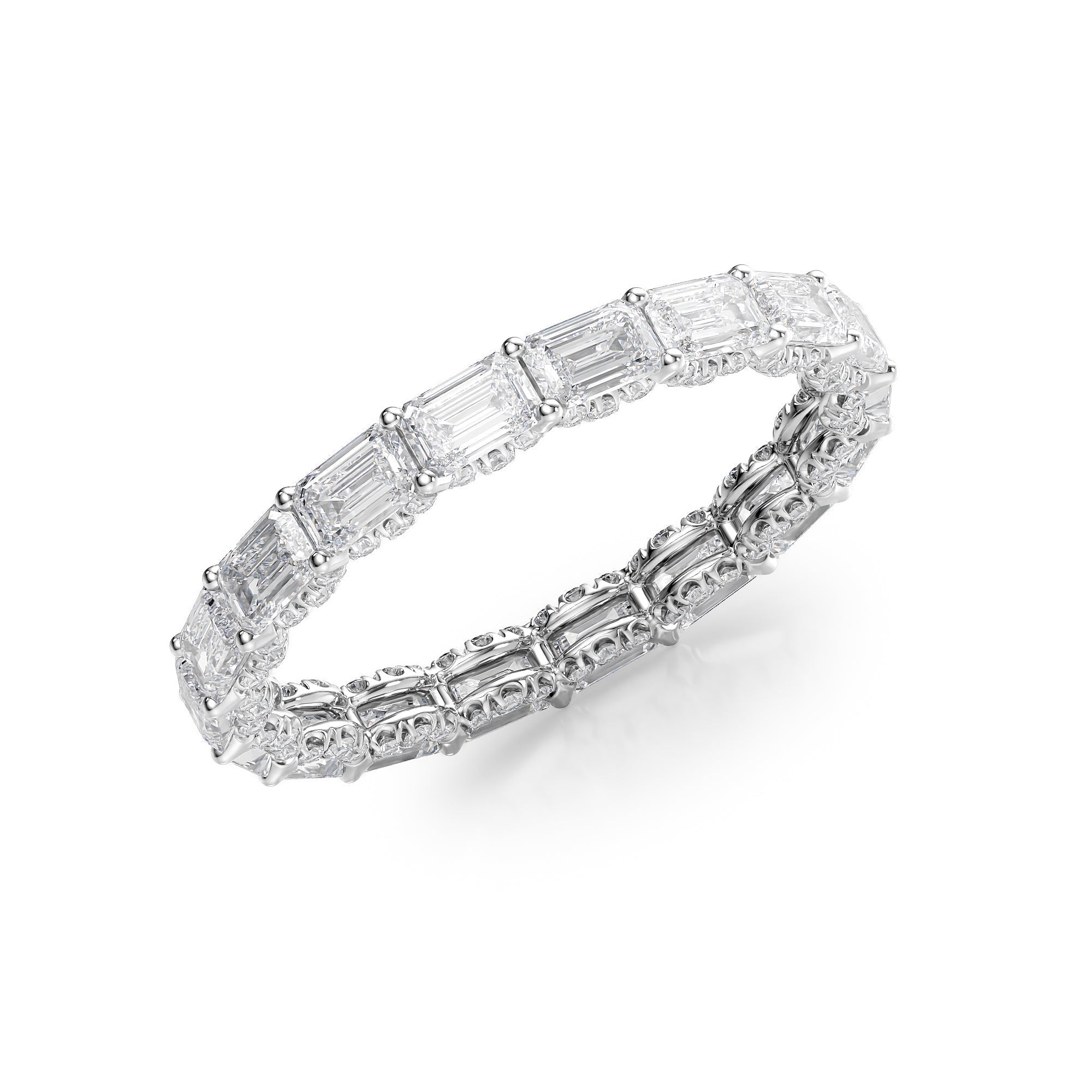 2.8ct Numara Emerald Cut Moissanite Ring - Silver