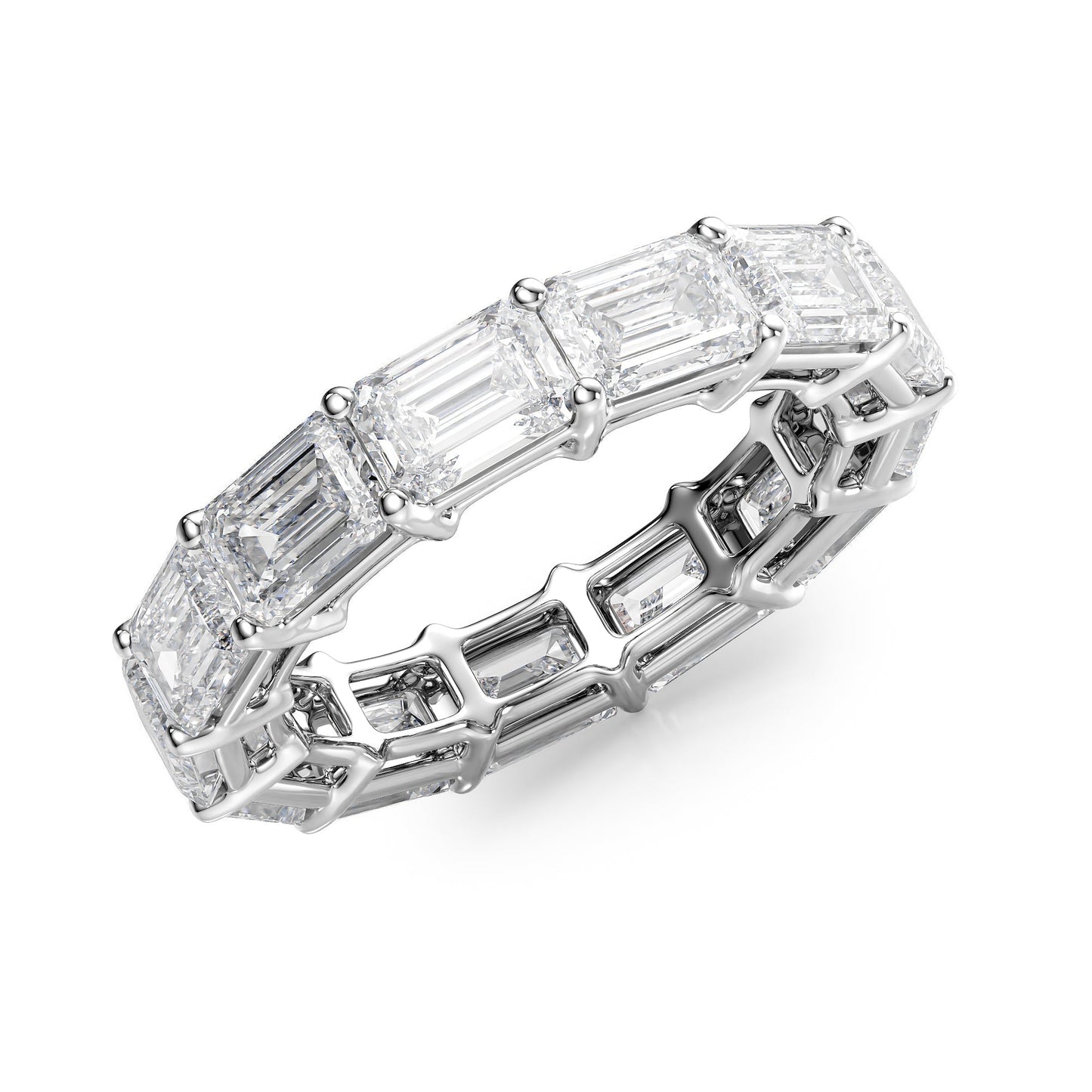 6ct Sarona Emerald Cut Moissanite Ring - Silver