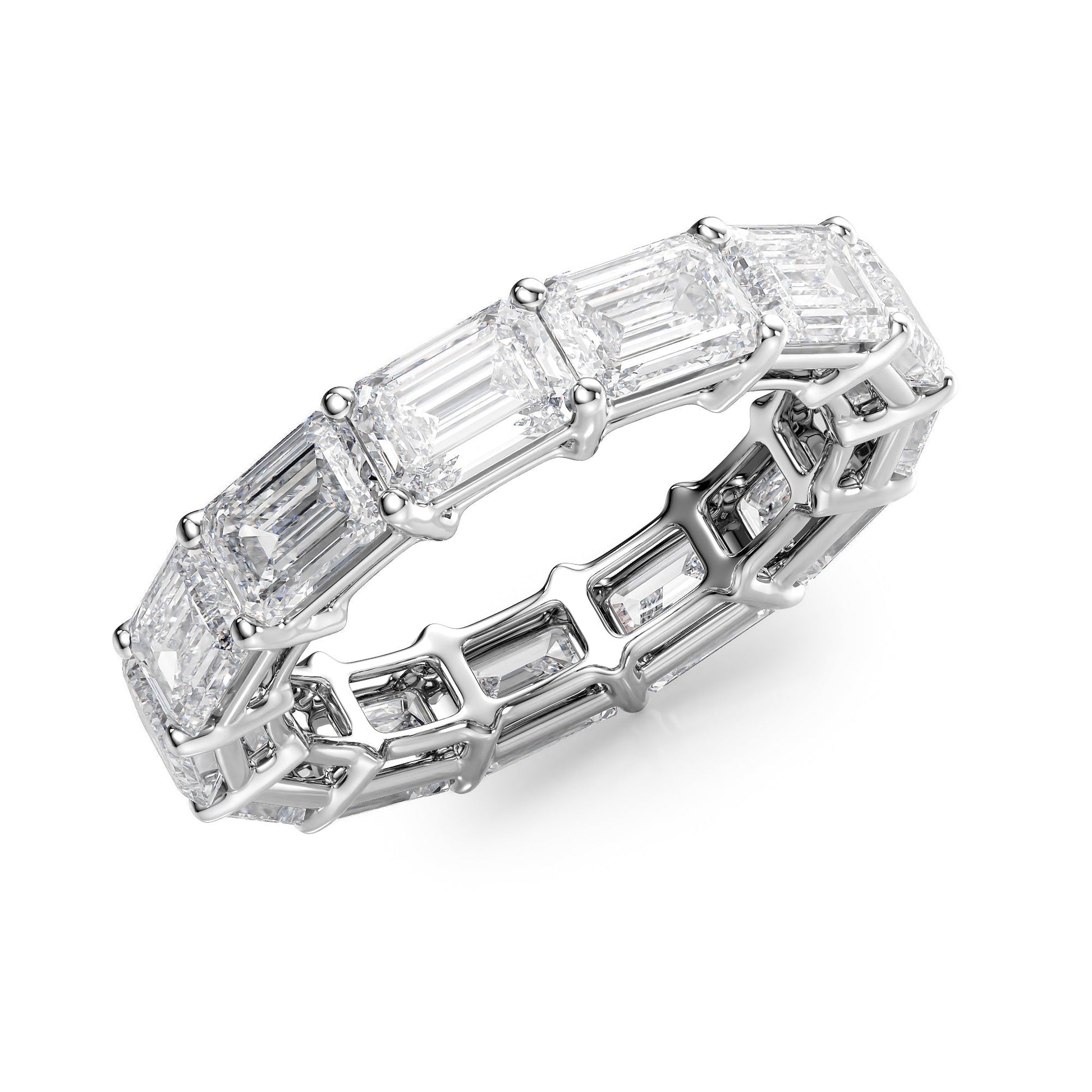 6ct Sarona Emerald Cut Moissanite Ring - Silver