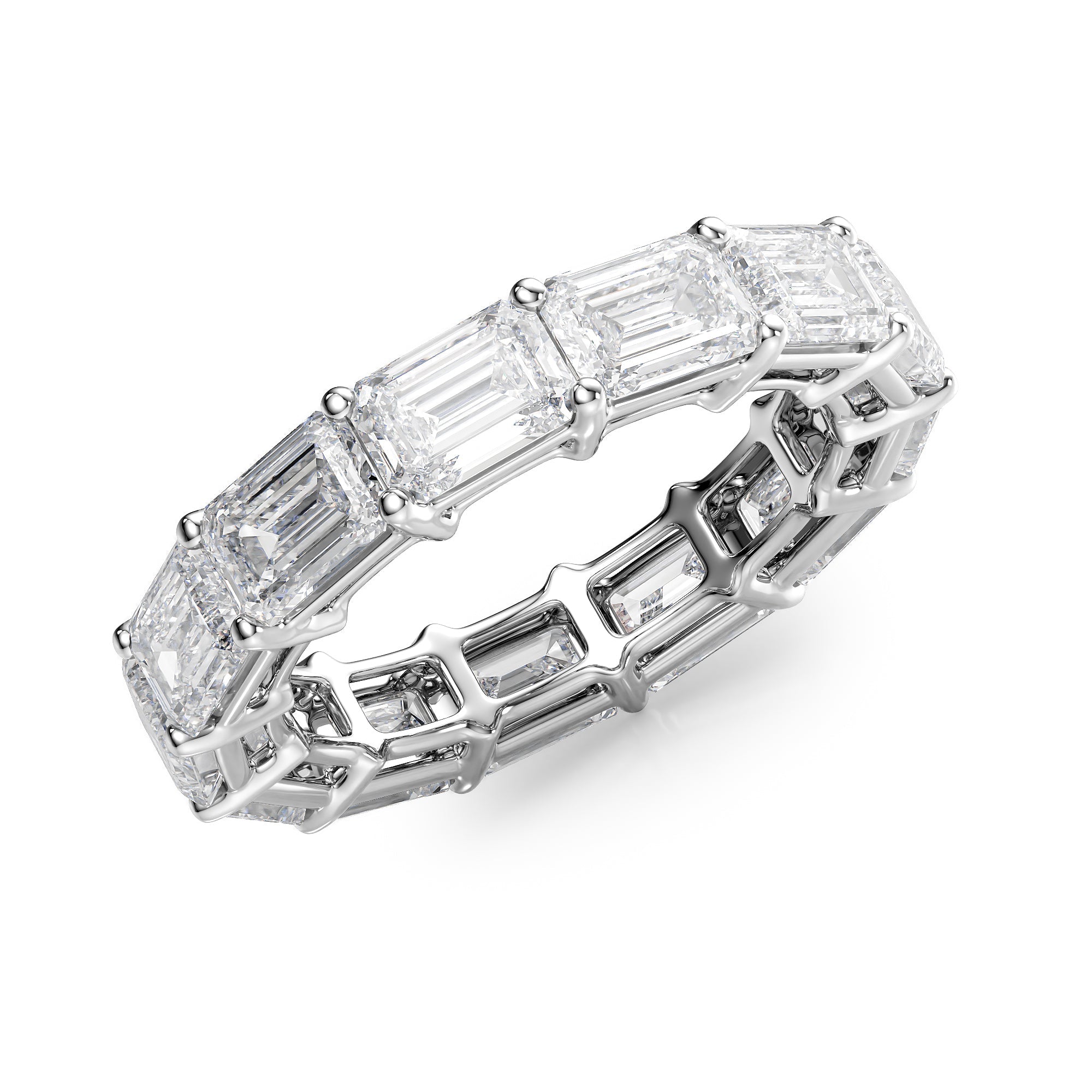 6ct Sarona Emerald Cut Moissanite Ring - Silver