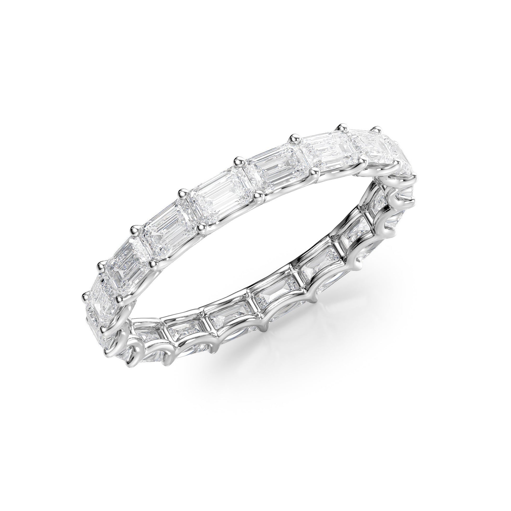 2.5ct Zina Emerald Cut Moissanite Ring - Silver
