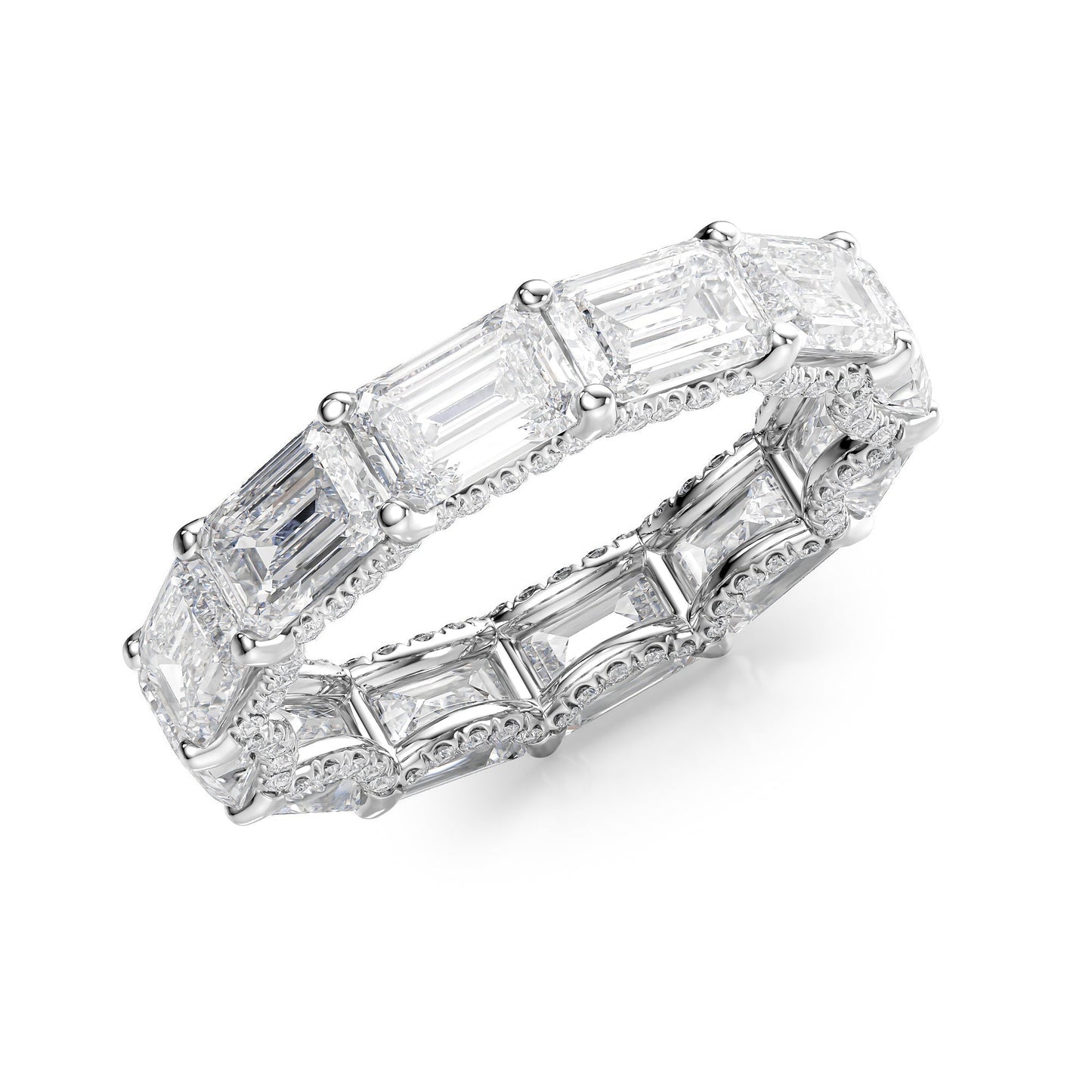6.3ct Emara Emerald Cut Moissanite Ring - Silver