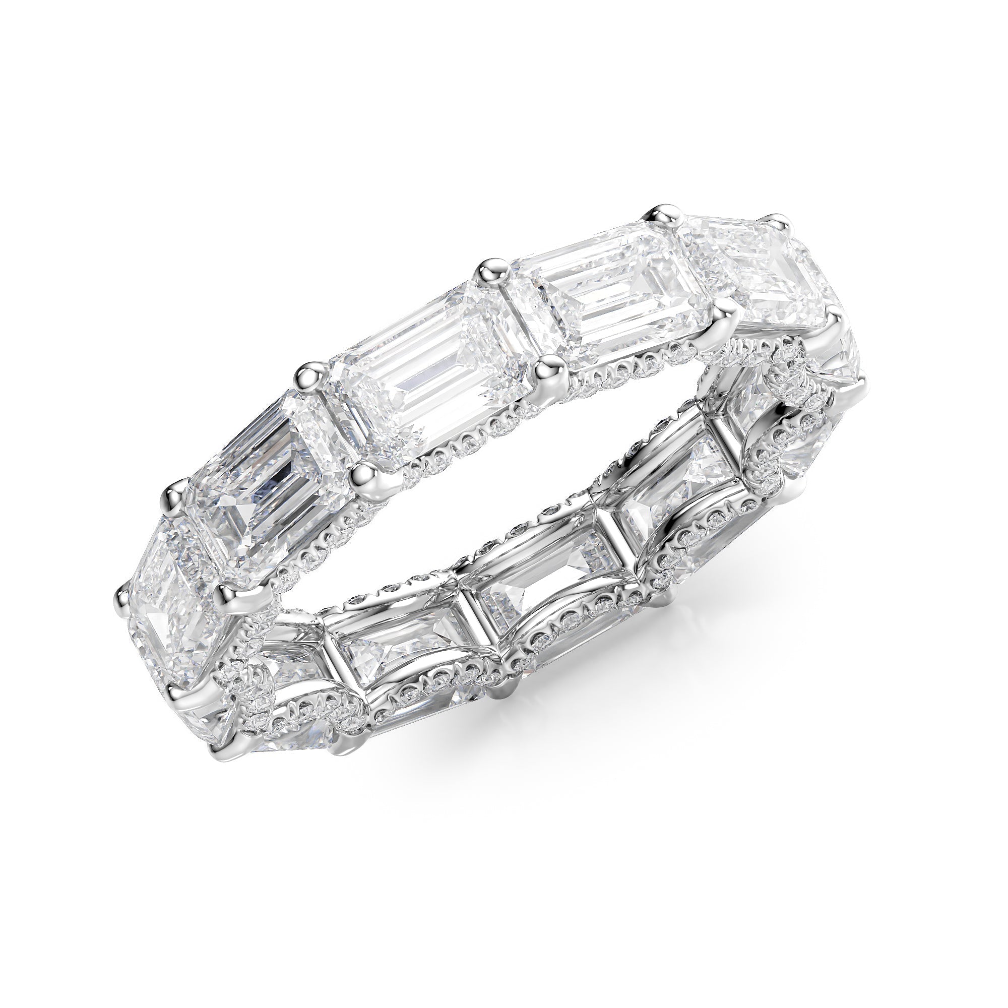 6.3ct Emara Emerald Cut Moissanite Ring - Silver