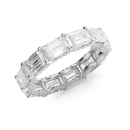 6.3ct Emara Emerald Cut Moissanite Ring - Silver