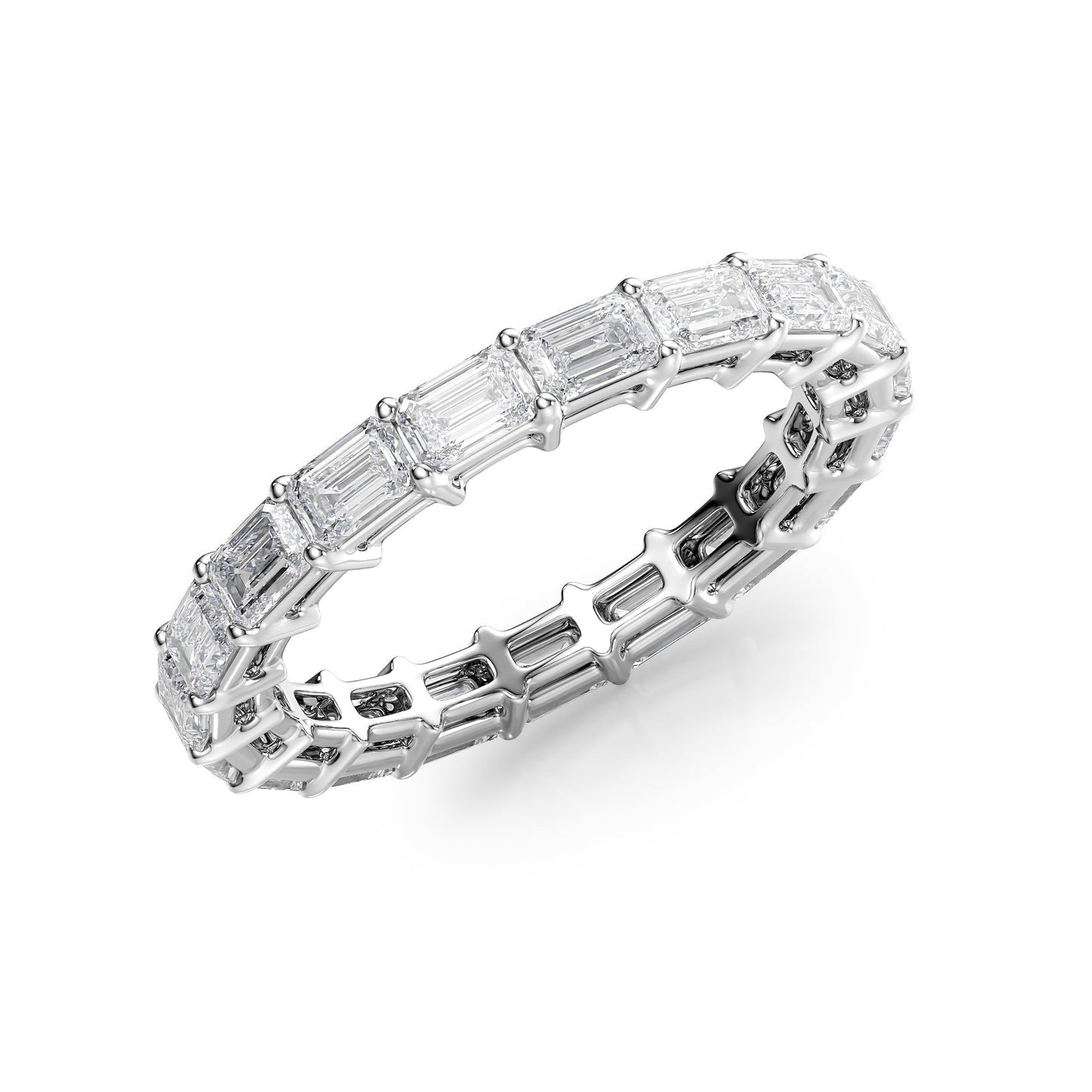 2.5ct Brenda Emerald Cut Moissanite Ring - Silver