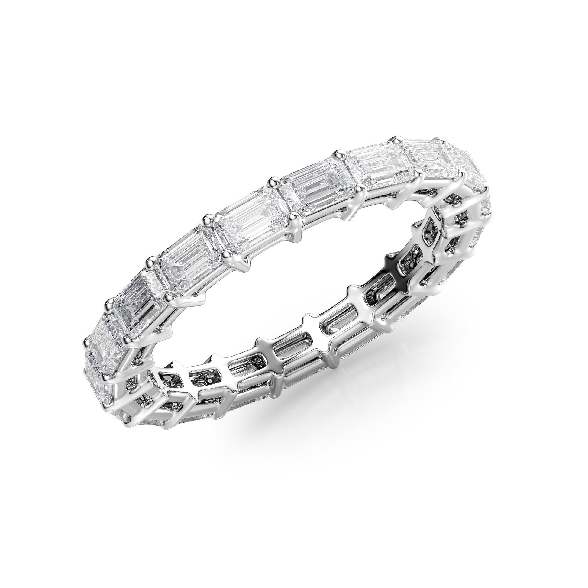 2.5ct Brenda Emerald Cut Moissanite Ring - Silver