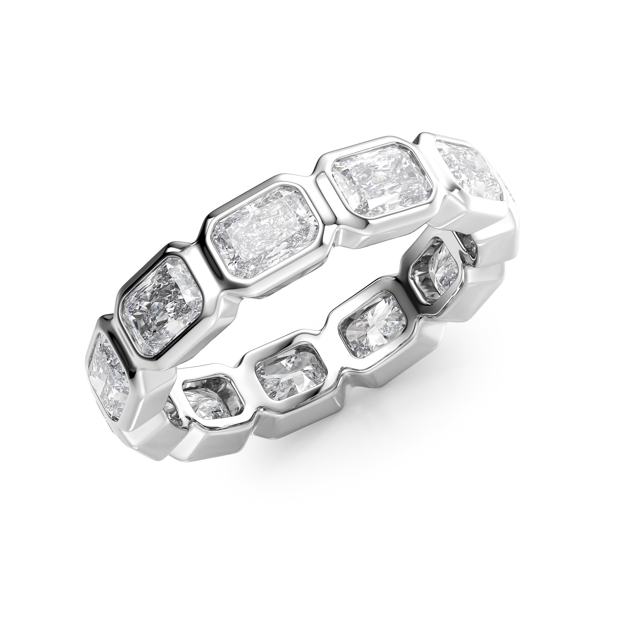 3.3ct Fabia Radiant Cut Moissanite Ring - Silver