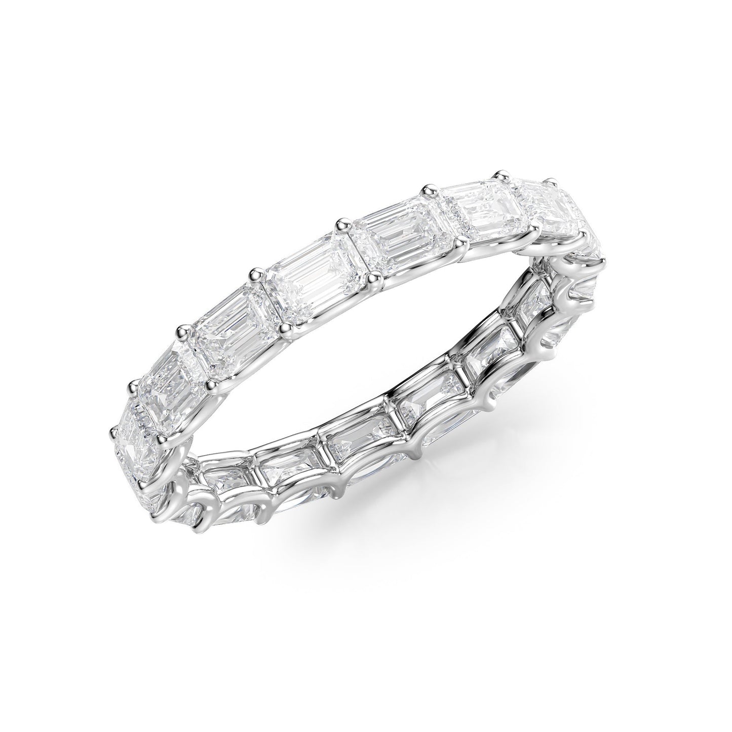 3.5ct Cleodora Emerald Cut Moissanite Ring - Silver