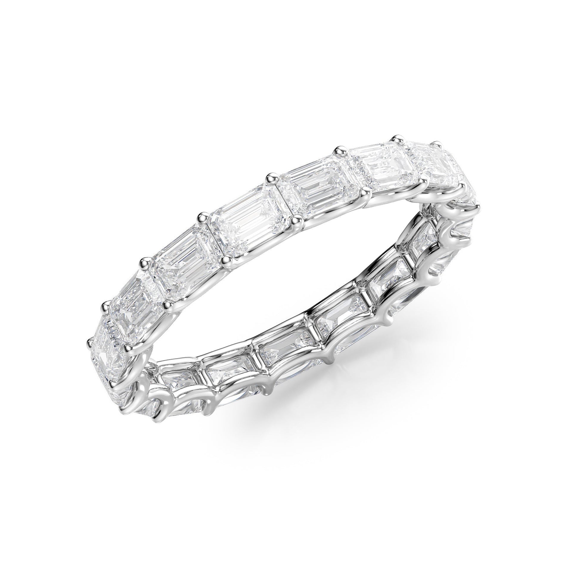3.5ct Cleodora Emerald Cut Moissanite Ring - Silver