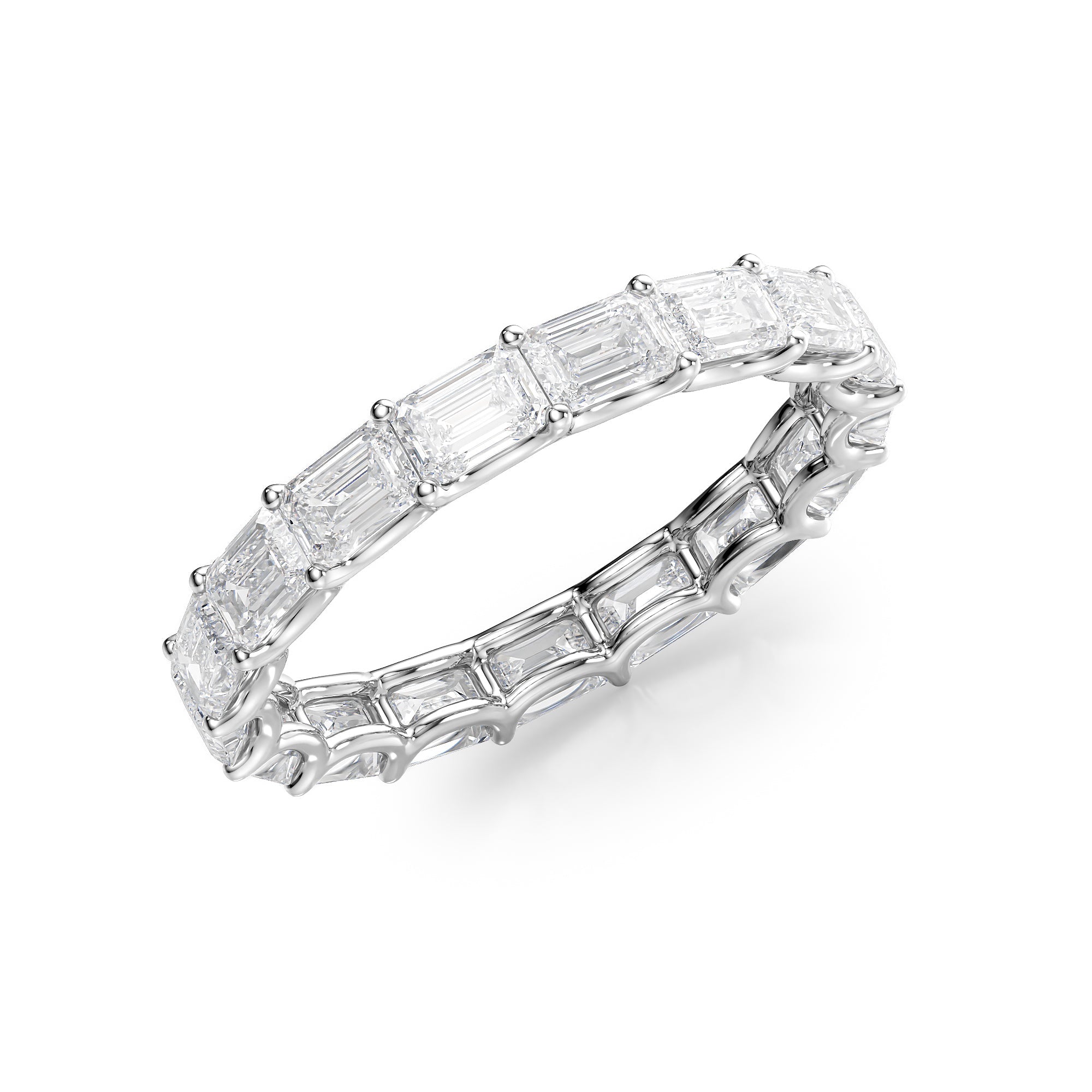 3.5ct Cleodora Emerald Cut Moissanite Ring - Silver