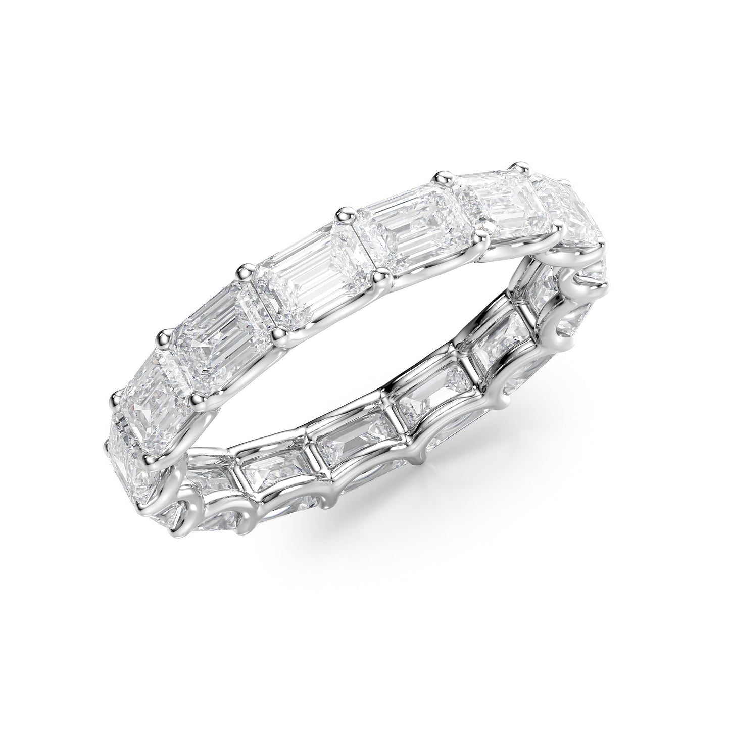 4.5ct Fotini Emerald Cut Moissanite Ring - Silver