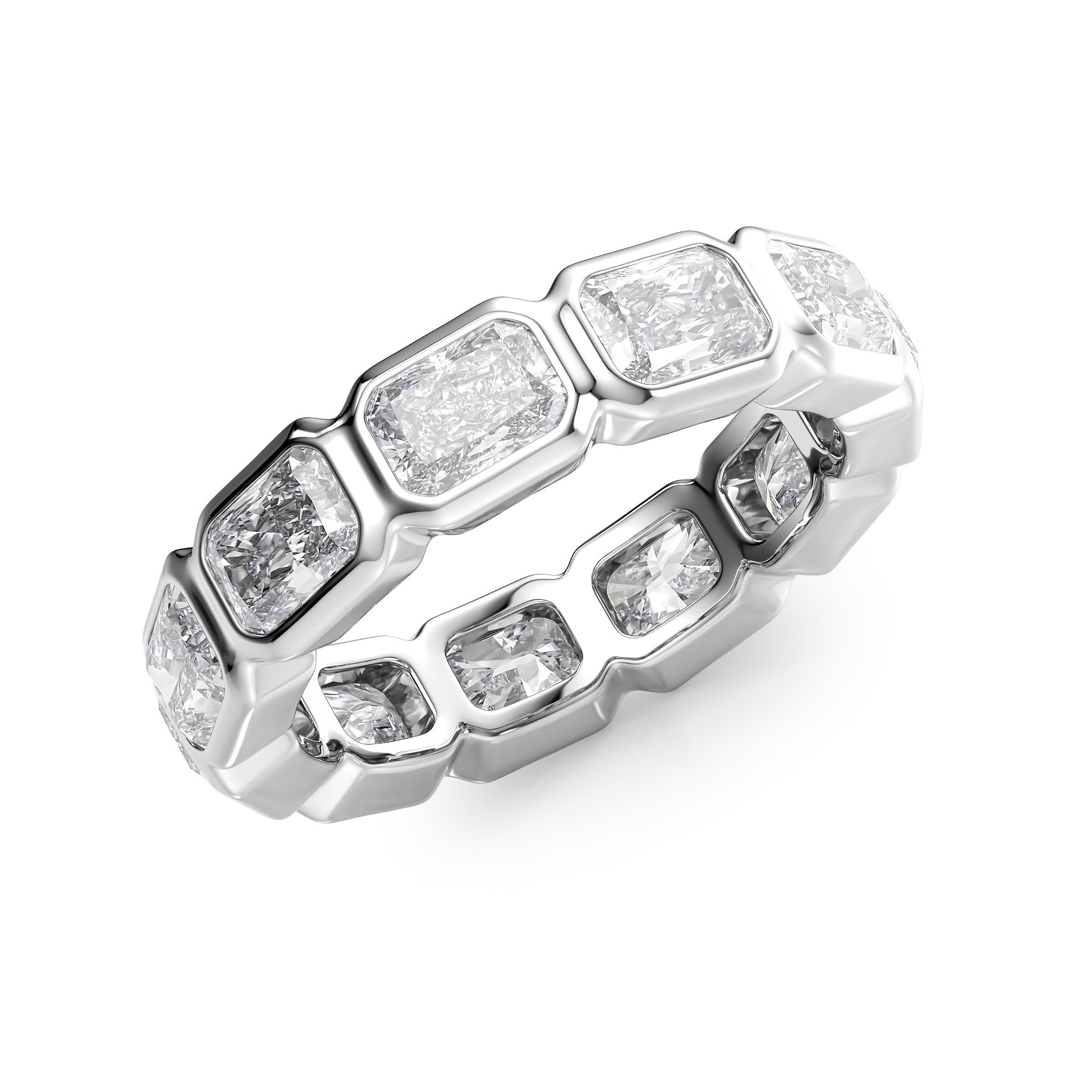 4.5ct Patricia Radiant Cut Moissanite Ring - Silver