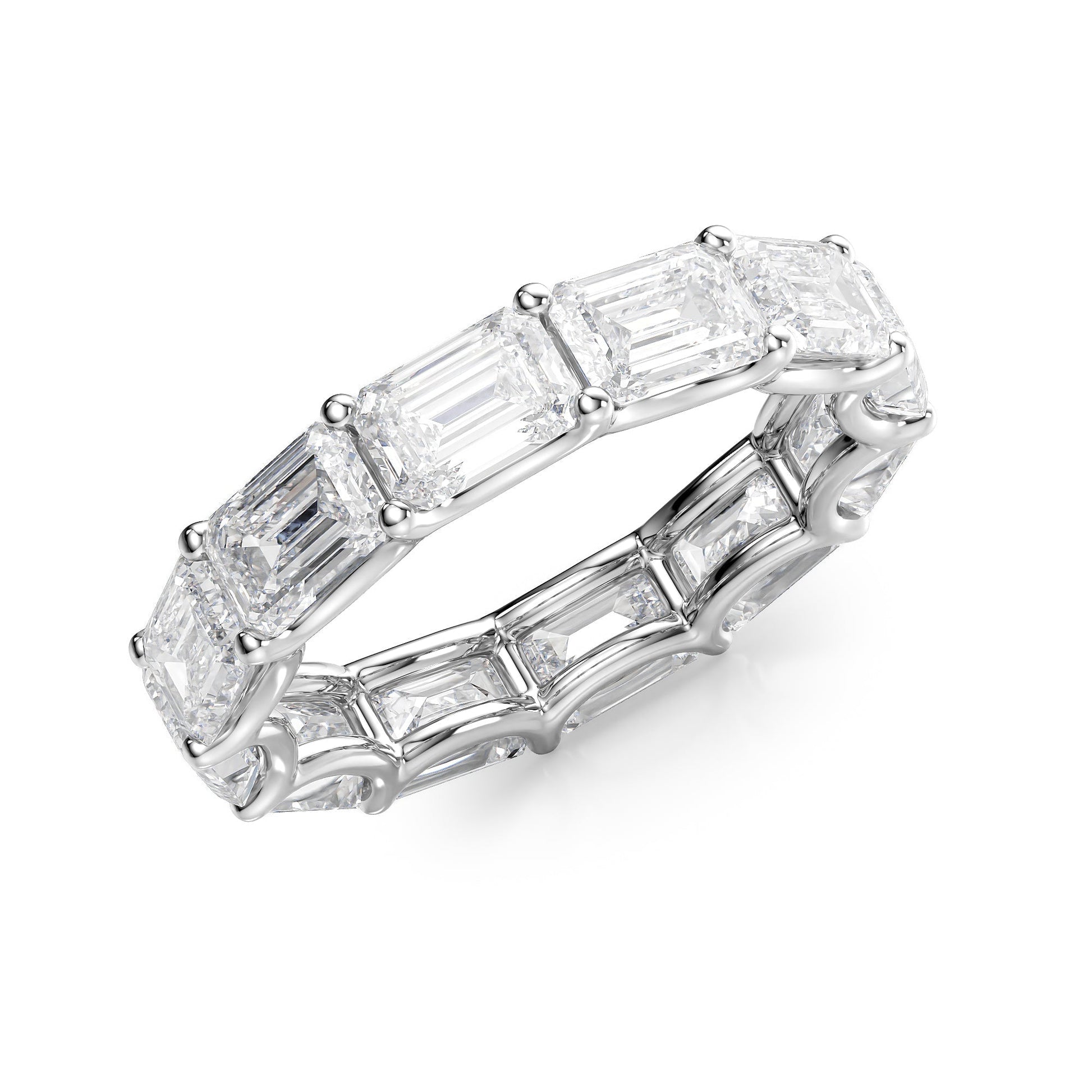 6ct Stefanida Emerald Cut Moissanite Ring - Silver