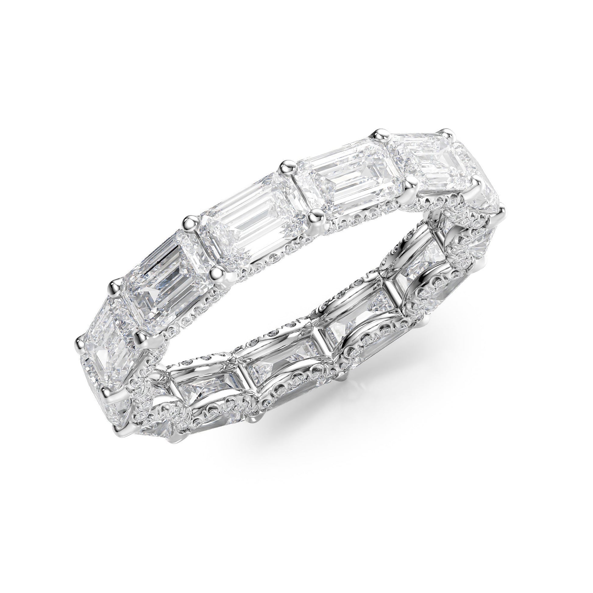 5.3ct Caprice Emerald Cut Moissanite Ring - Silver