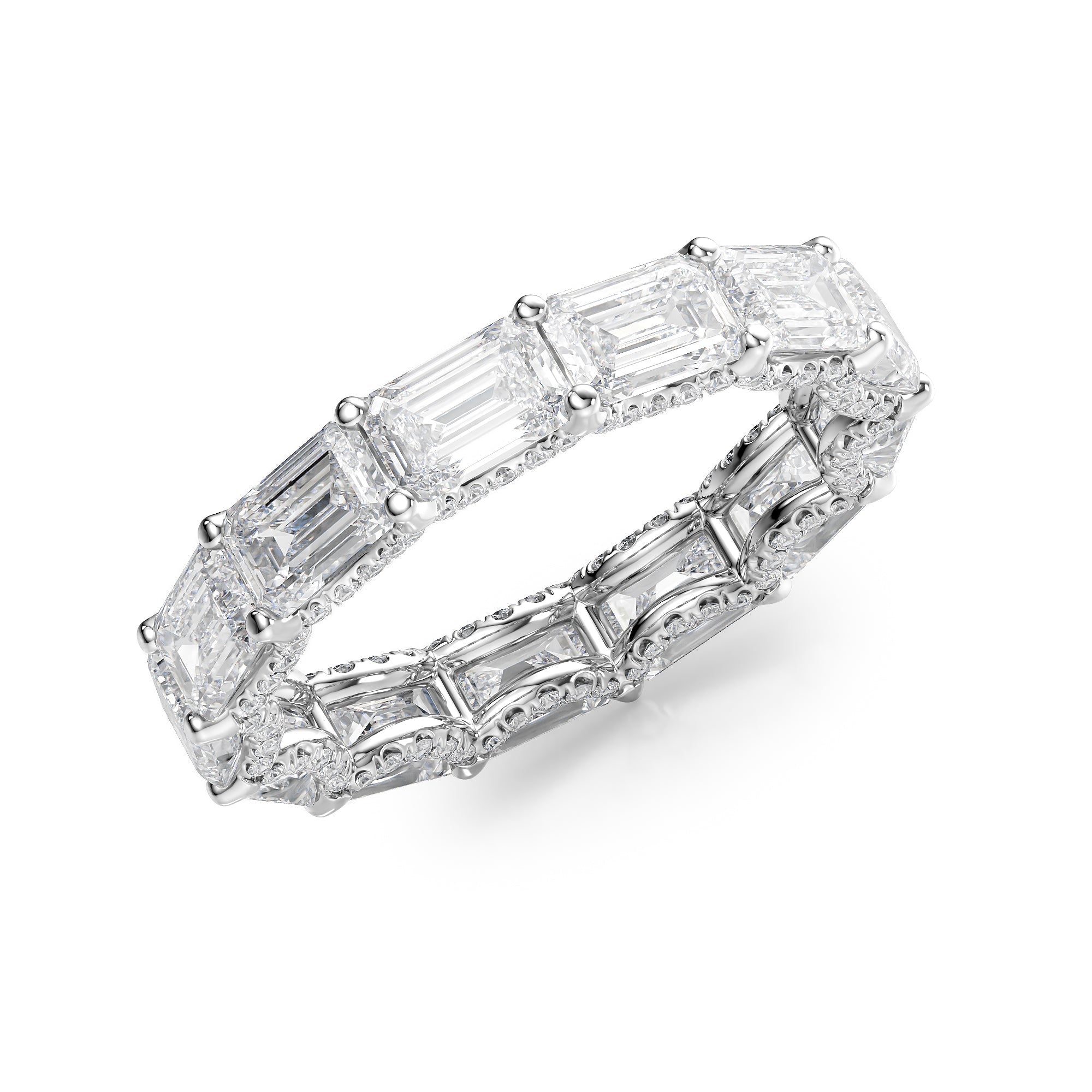 5.3ct Caprice Emerald Cut Moissanite Ring - Silver