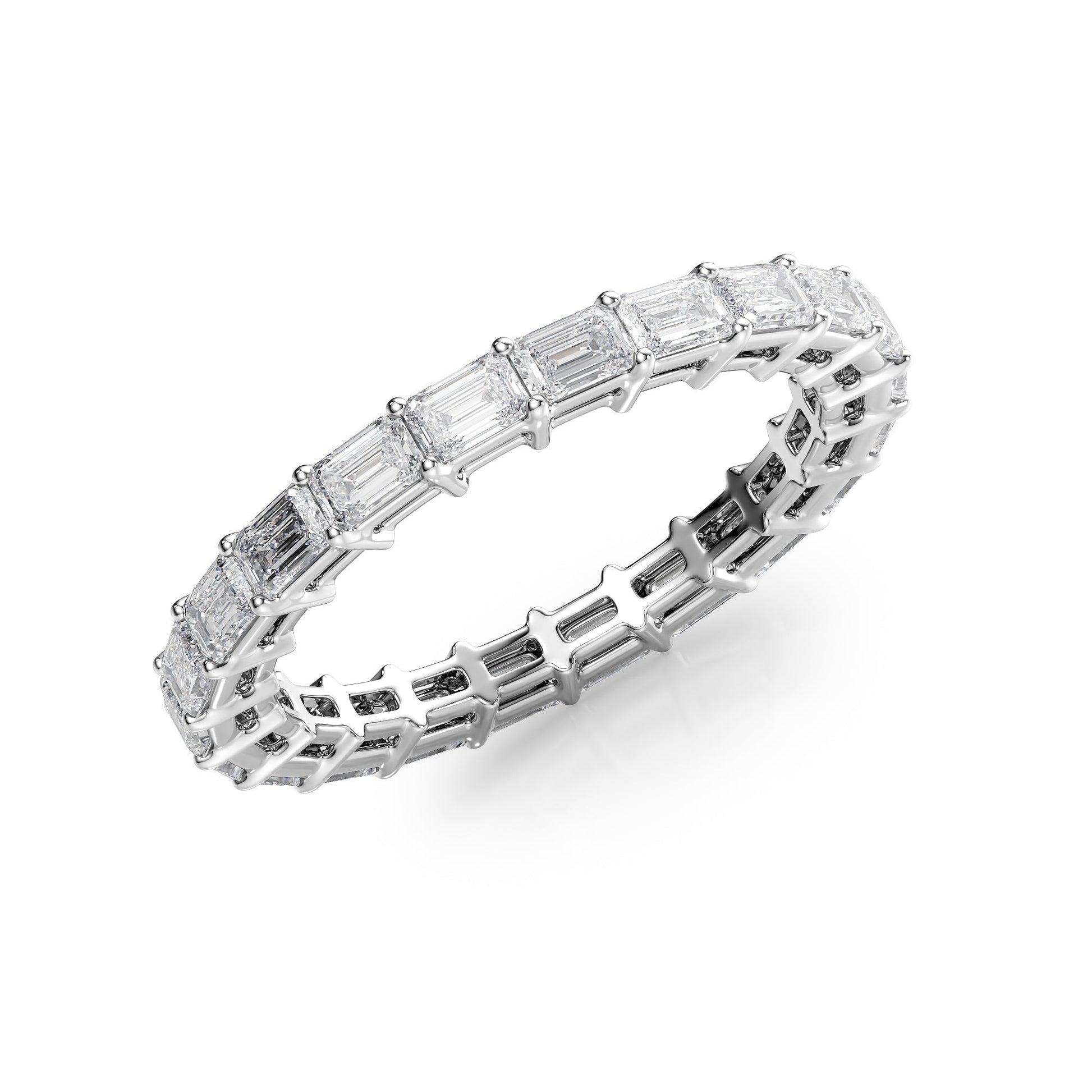 2ct Alira Emerald Cut Moissanite Ring - Silver