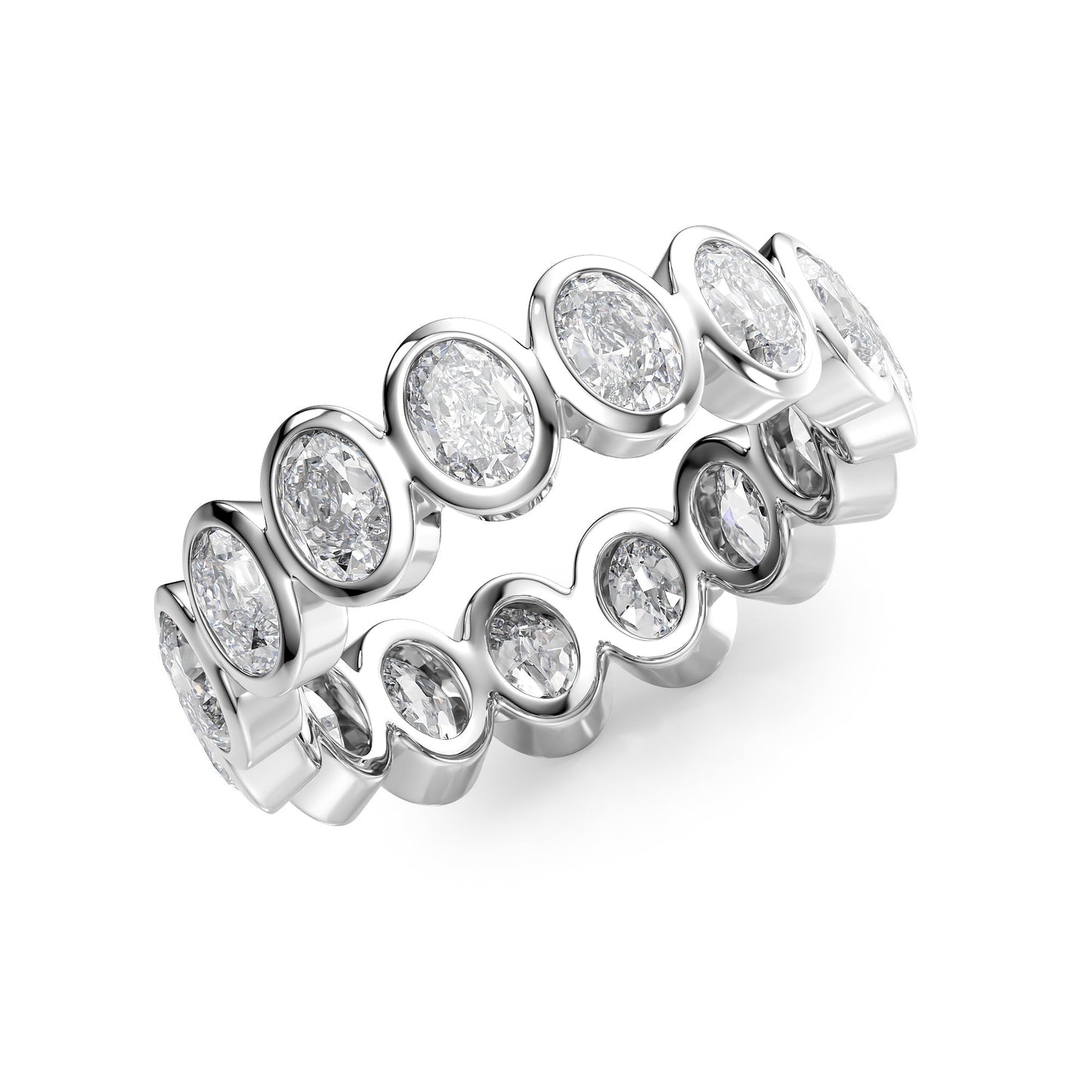 3ct Aurora Oval Cut Moissanite Ring - Silver