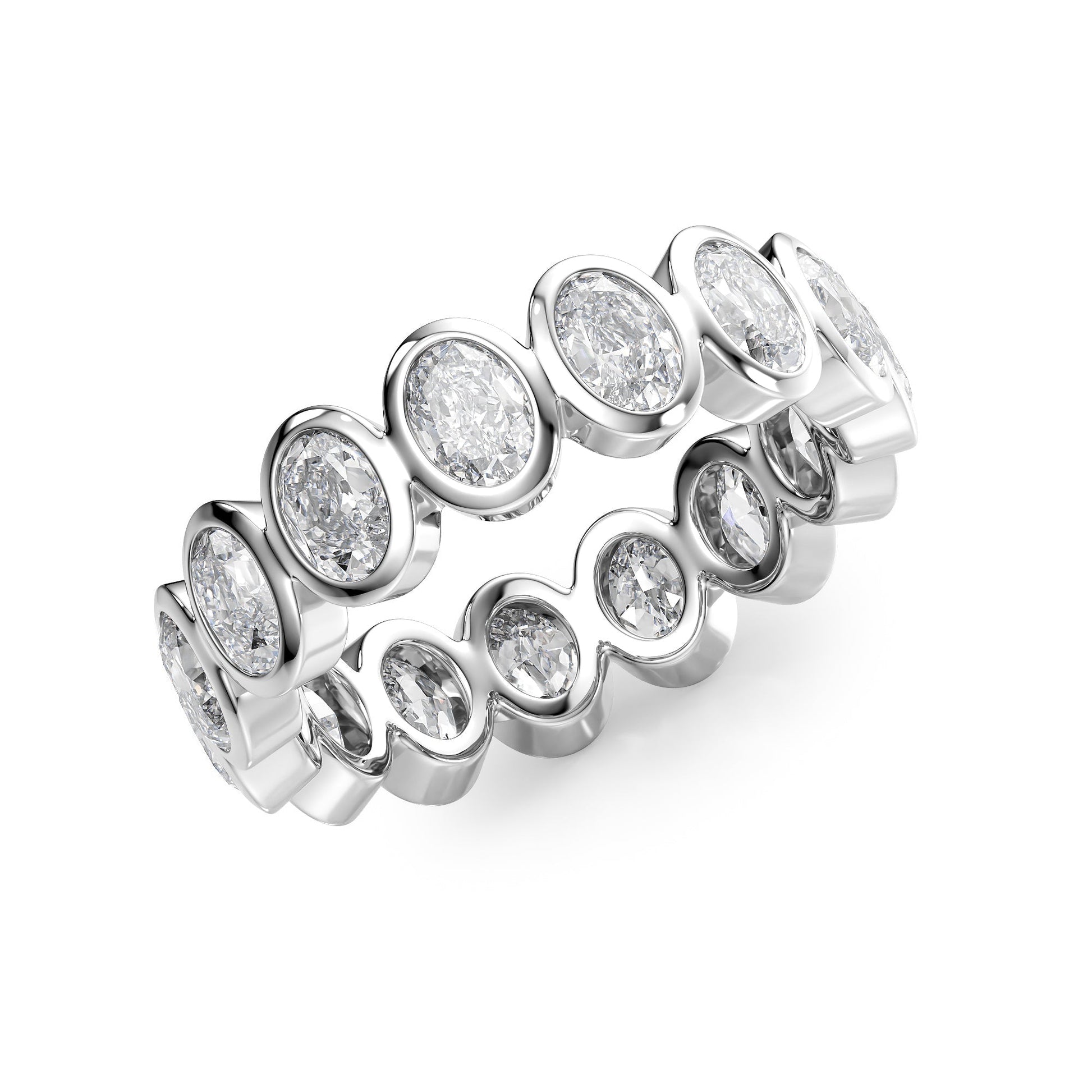 3ct Aurora Oval Cut Moissanite Ring - Silver