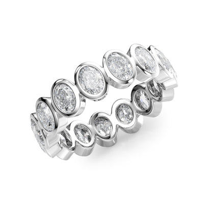 3ct Aurora Oval Cut Moissanite Ring - Silver