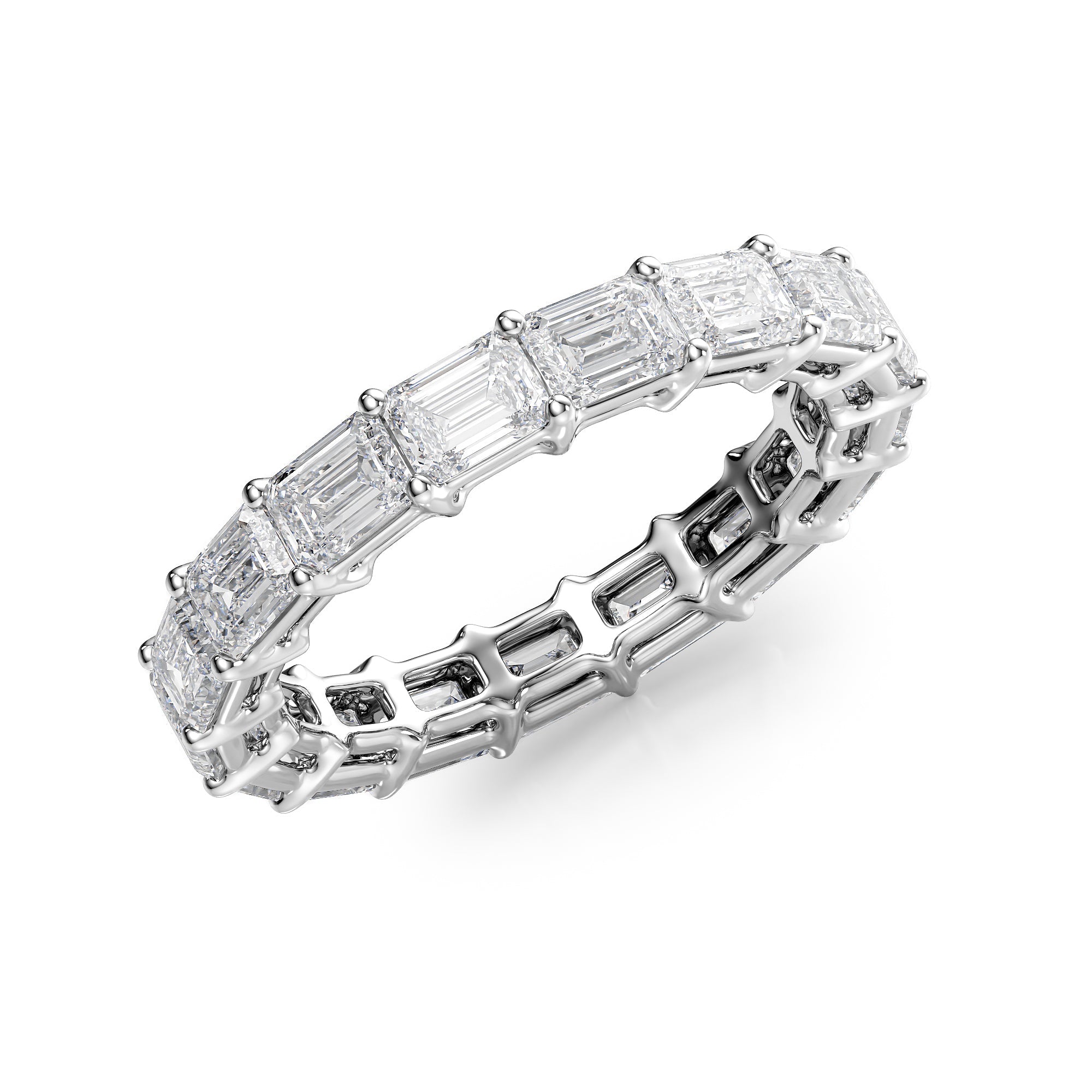 4ct Virama Emerald Cut Moissanite Ring - Silver