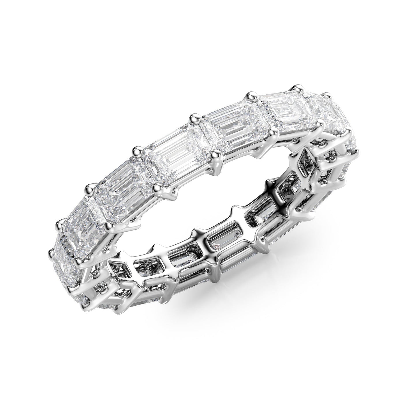 4.5ct Kristina Emerald Cut Moissanite Ring - Silver