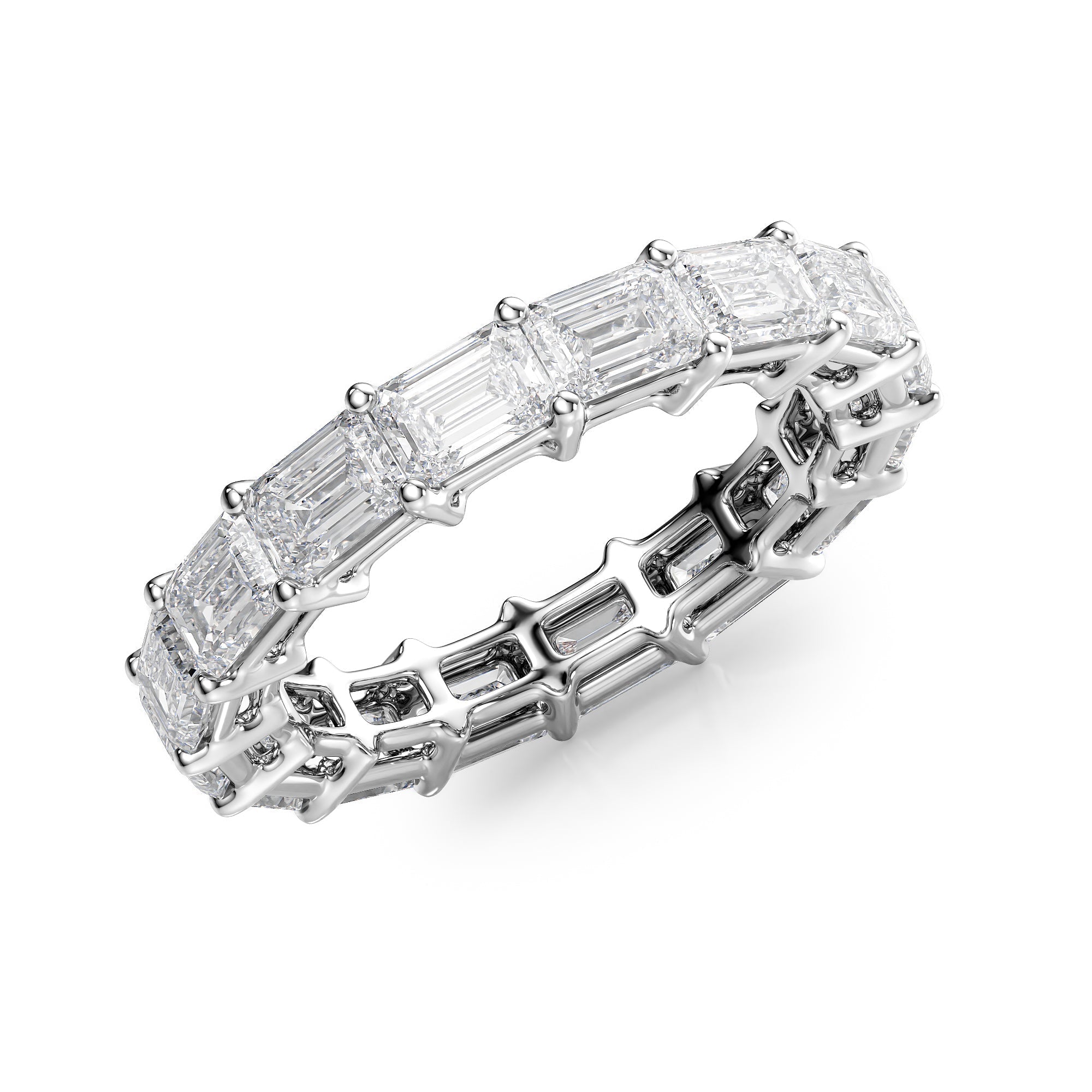 4.5ct Kristina Emerald Cut Moissanite Ring - Silver