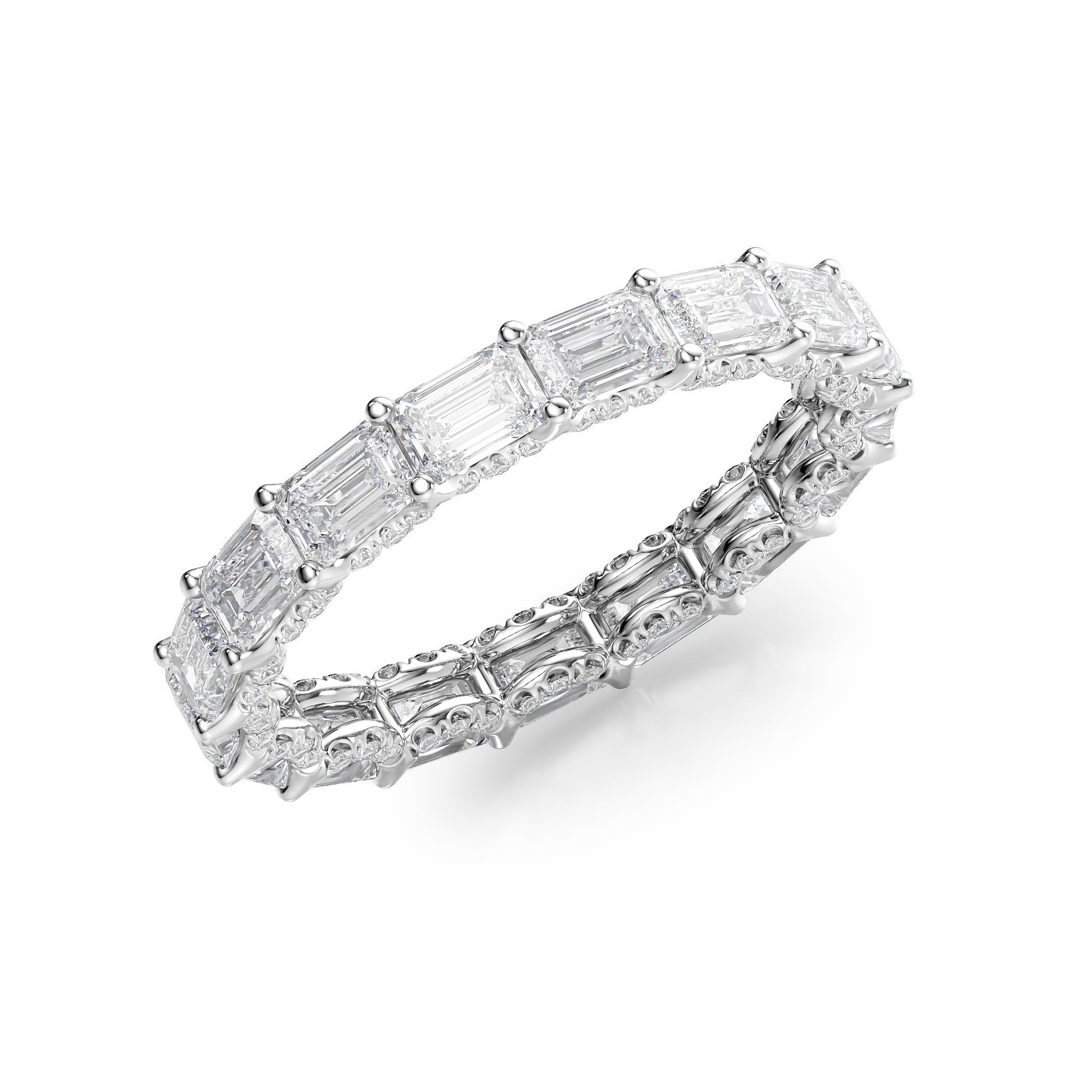 3.8ct Brielle Emerald Cut Moissanite Ring - Silver