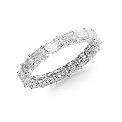 3.8ct Brielle Emerald Cut Moissanite Ring - Silver