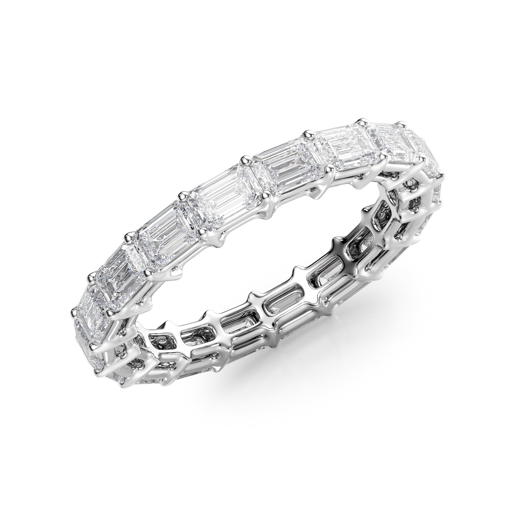 3.5ct Jasmira Emerald Cut Moissanite Ring - Silver