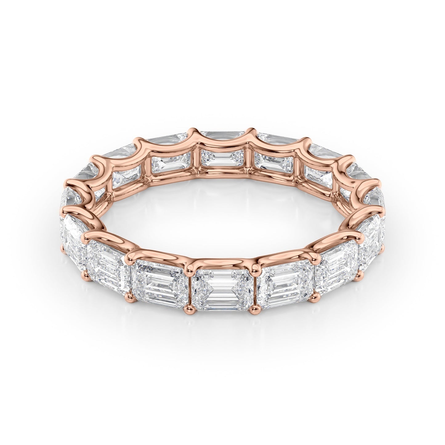 4ct Belicia Emerald Cut Moissanite Ring - Rose Gold