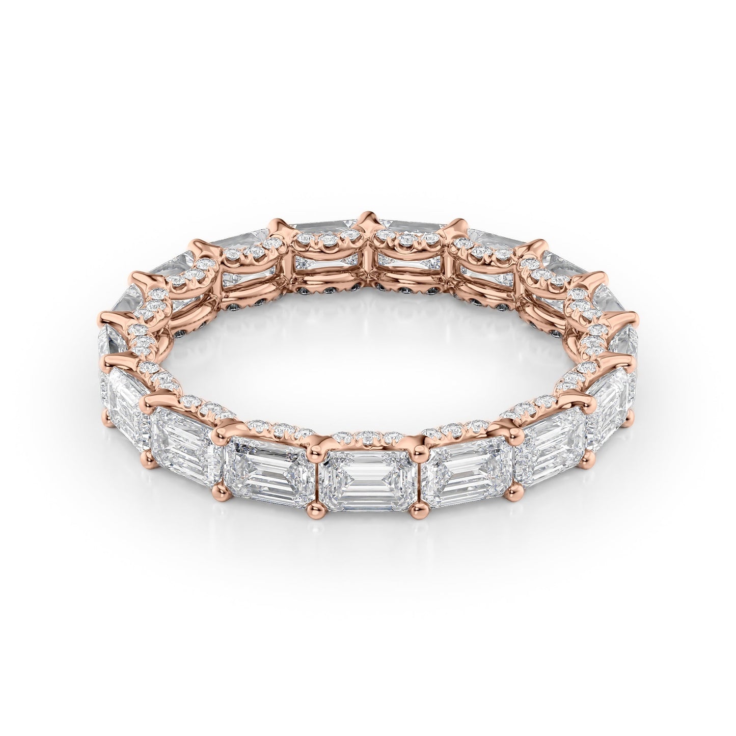 3.8ct Brielle Emerald Cut Moissanite Ring - Rose Gold