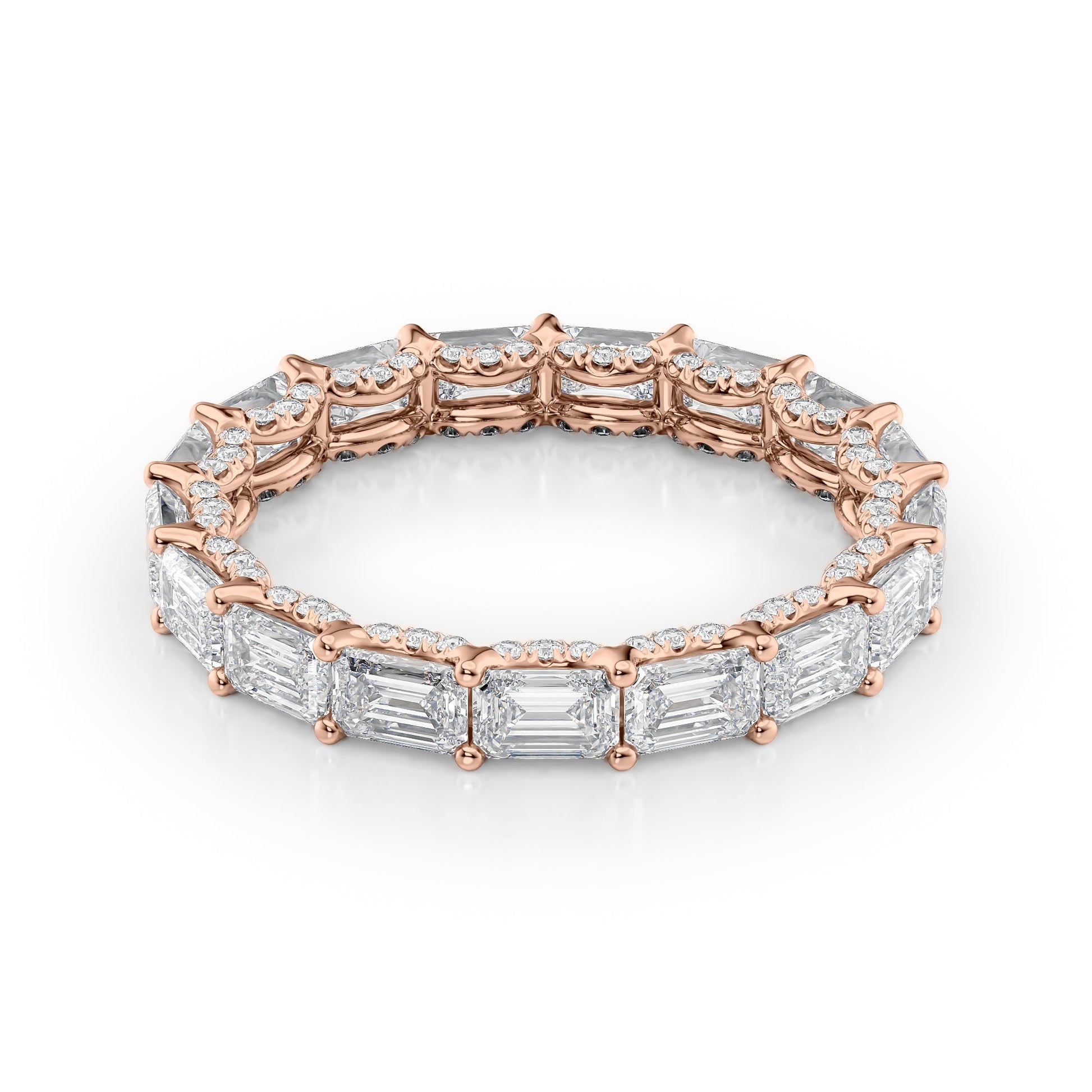 3.8ct Brielle Emerald Cut Moissanite Ring - Rose Gold