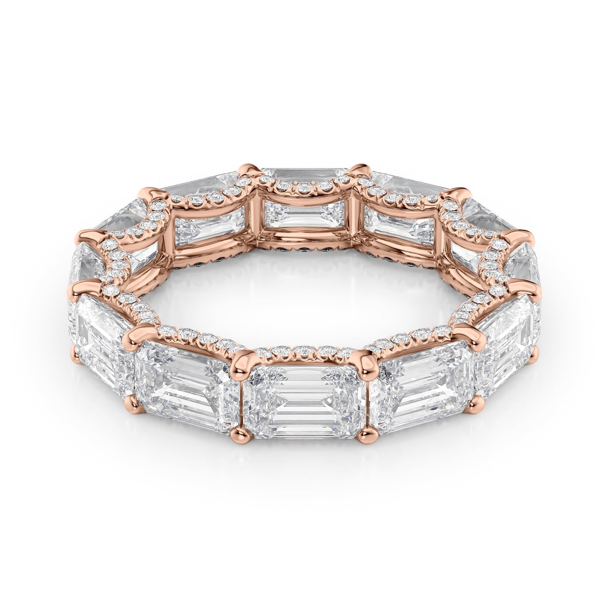 6.3ct Emara Emerald Cut Moissanite Ring - Rose Gold