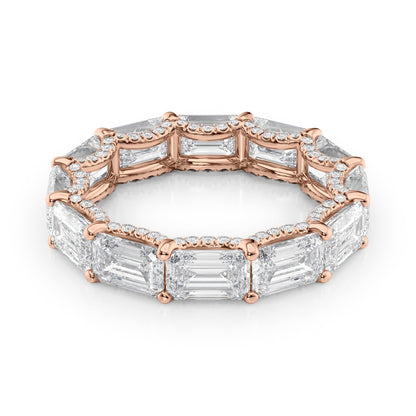 6.3ct Emara Emerald Cut Moissanite Ring - Rose Gold