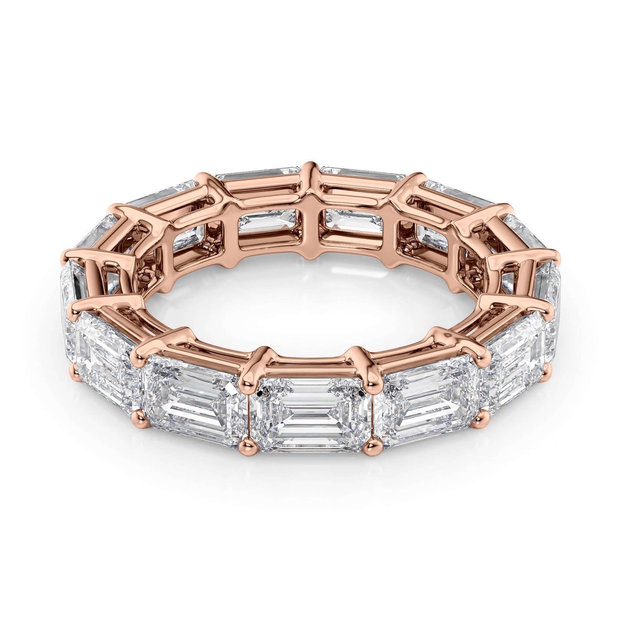 6ct Sarona Emerald Cut Moissanite Ring - Rose Gold