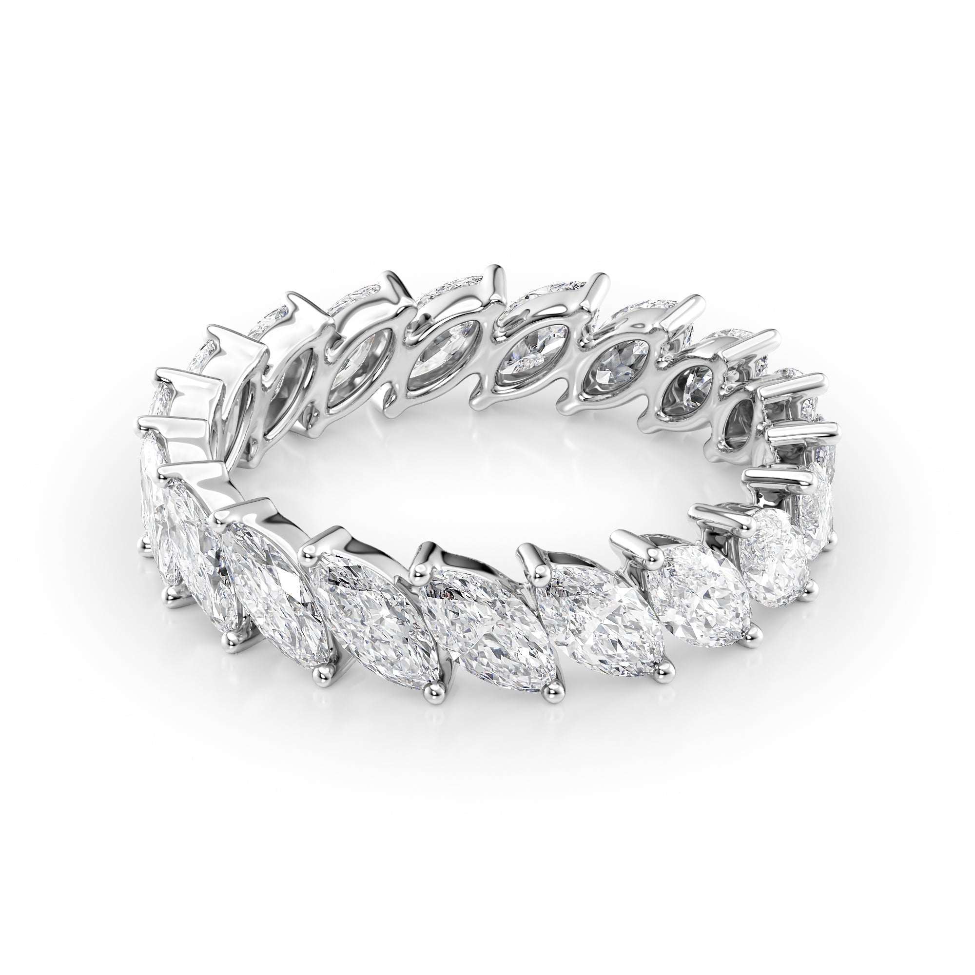 3ct Helene Marquise Cut Moissanite Ring - Silver