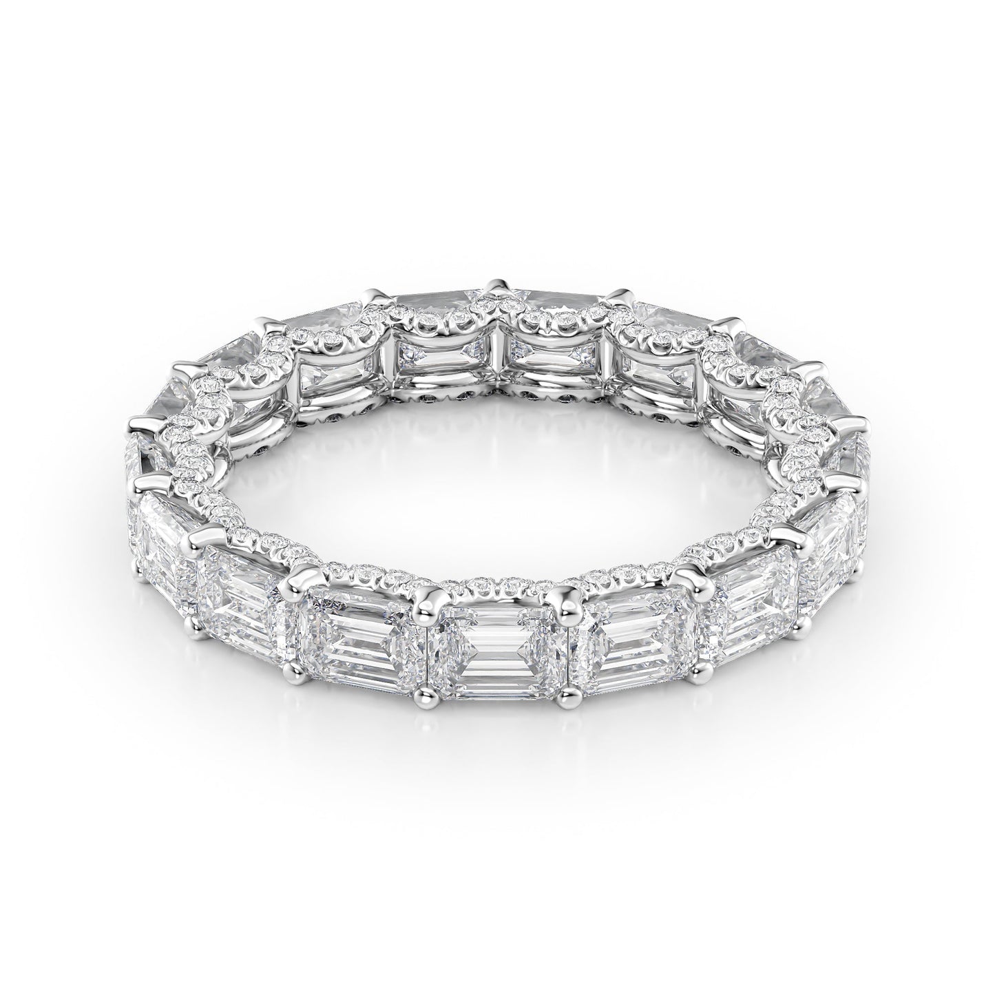 4.3ct Arietta Emerald Cut Moissanite Ring - Silver