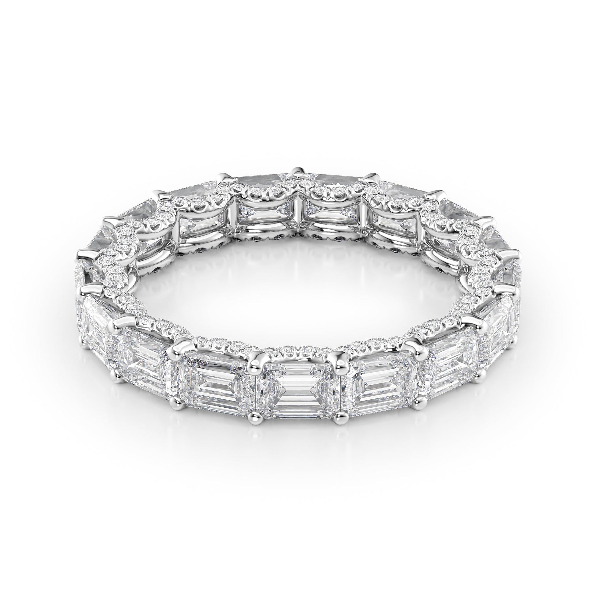 4.3ct Arietta Emerald Cut Moissanite Ring - Silver