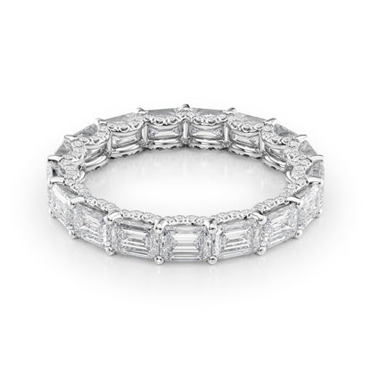 4.3ct Arietta Emerald Cut Moissanite Ring - Silver