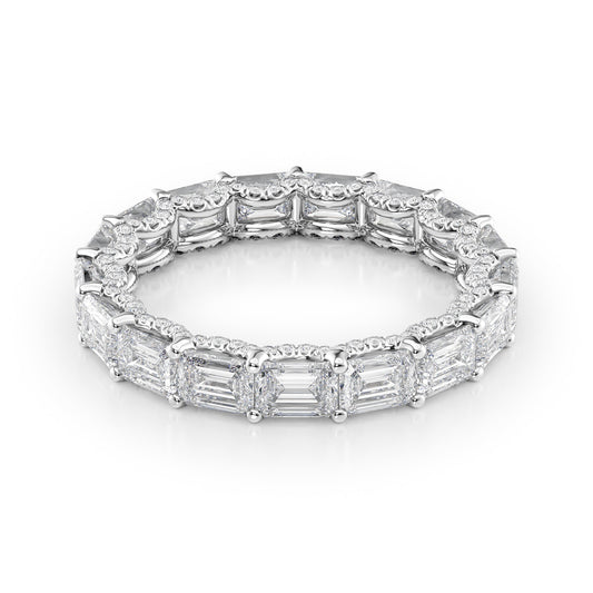 4.3ct Arietta Emerald Cut Moissanite Ring - Silver