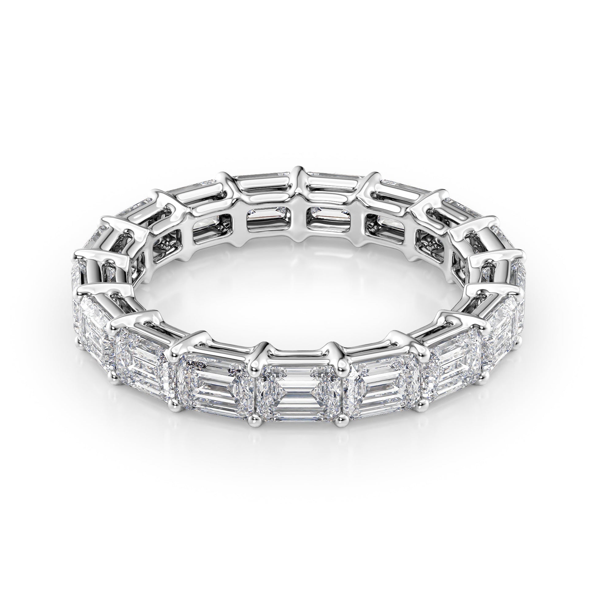 4ct Virama Emerald Cut Moissanite Ring - Silver