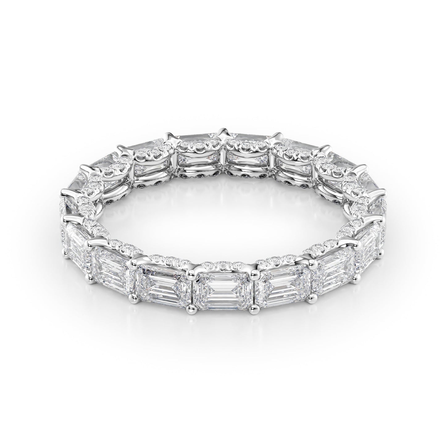 3.8ct Brielle Emerald Cut Moissanite Ring - Silver