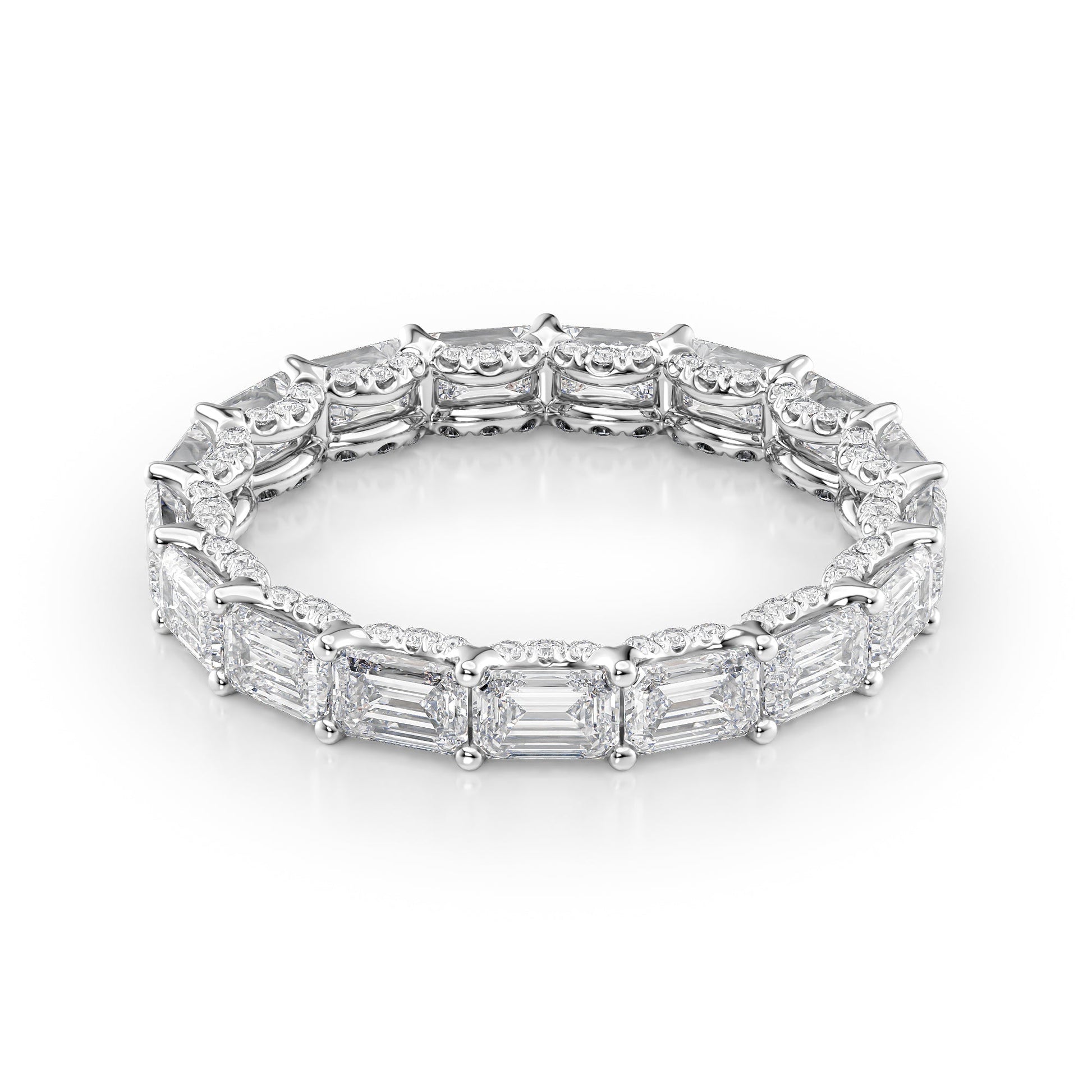 3.8ct Brielle Emerald Cut Moissanite Ring - Silver