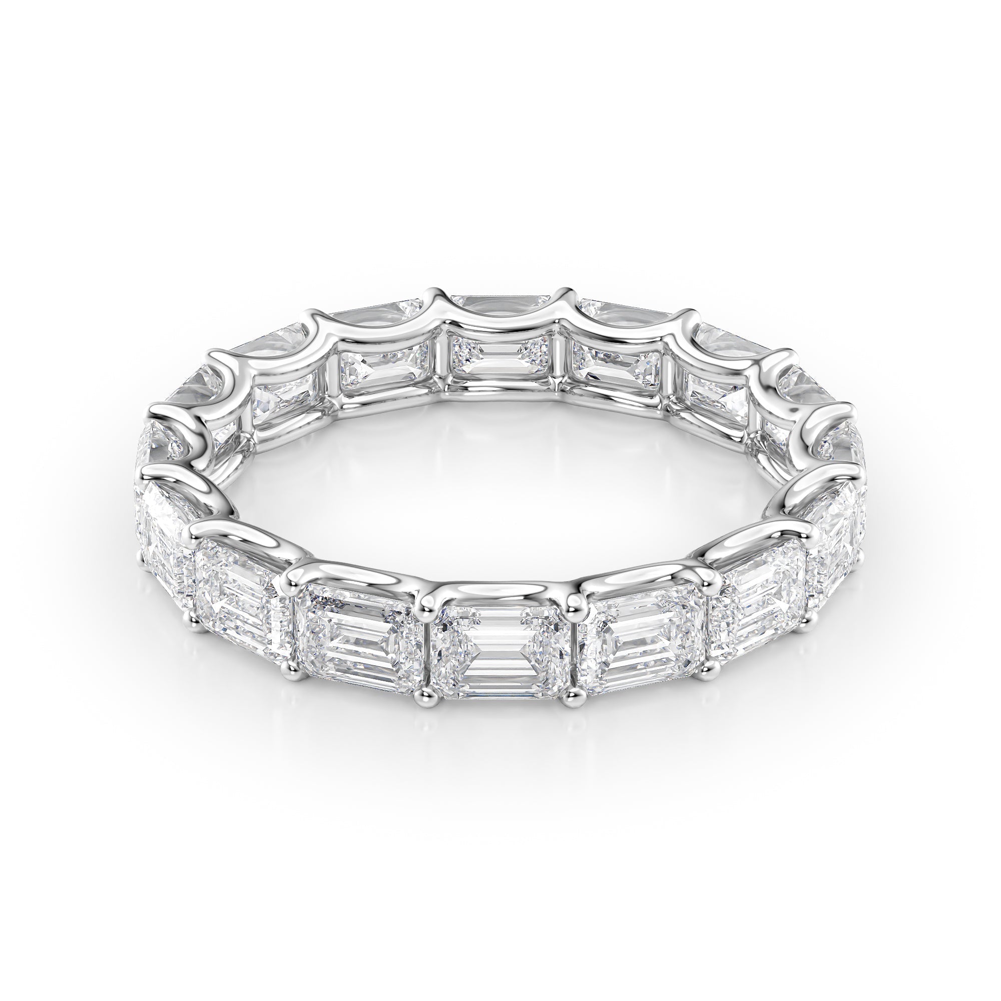 4ct Belicia Emerald Cut Moissanite Ring - Silver