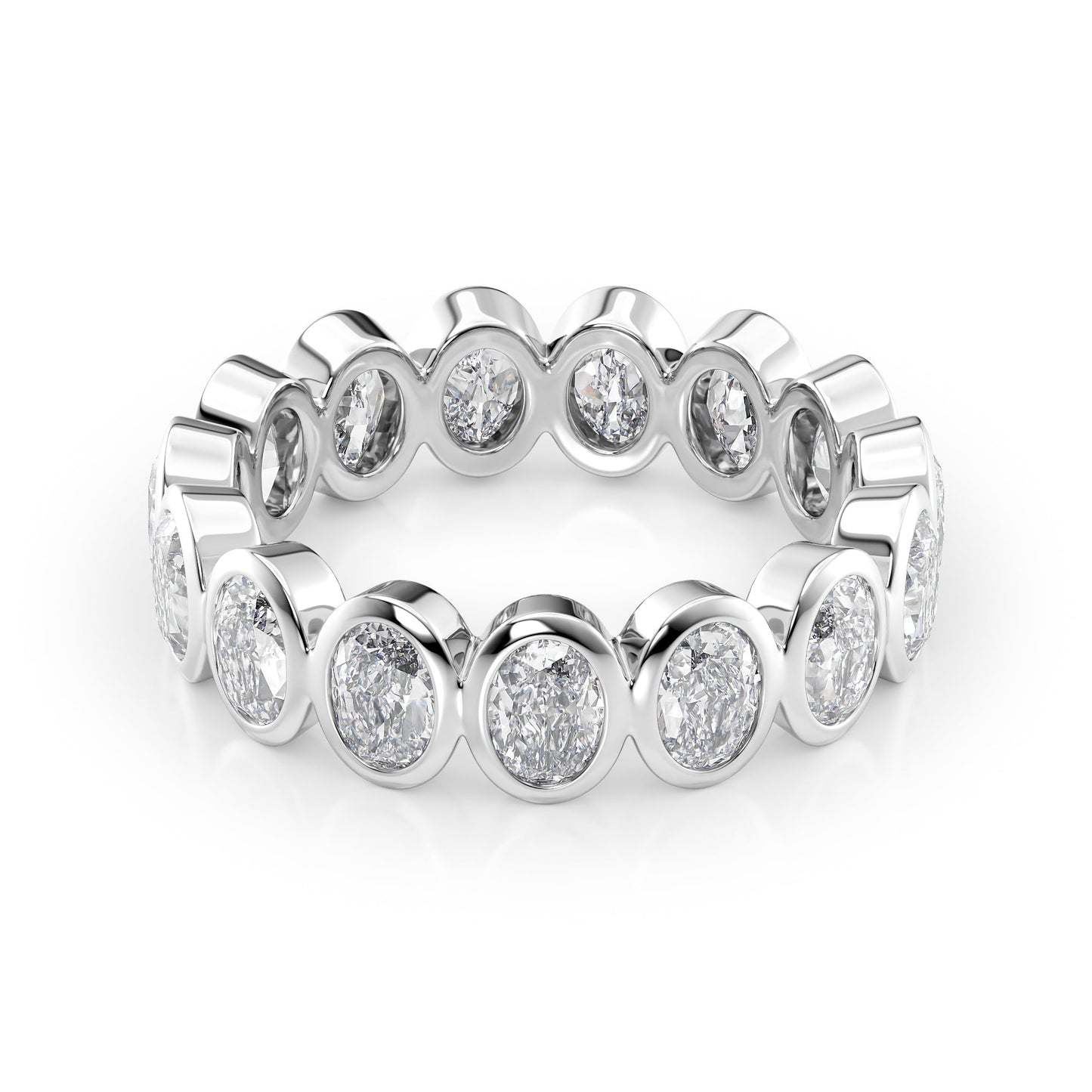 3ct Aurora Oval Cut Moissanite Ring - Silver