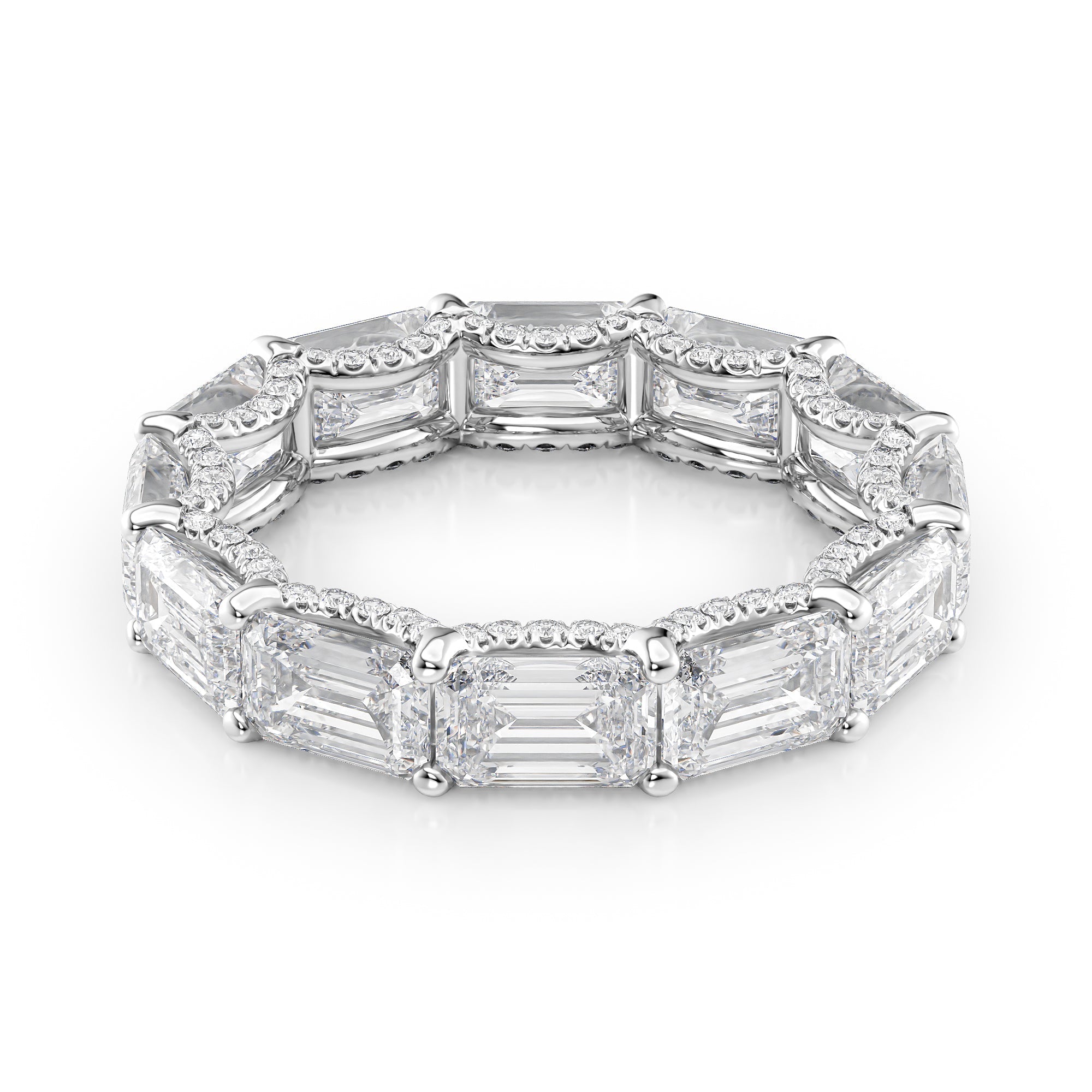 6.3ct Emara Emerald Cut Moissanite Ring - Silver