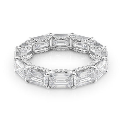 6.3ct Emara Emerald Cut Moissanite Ring - Silver