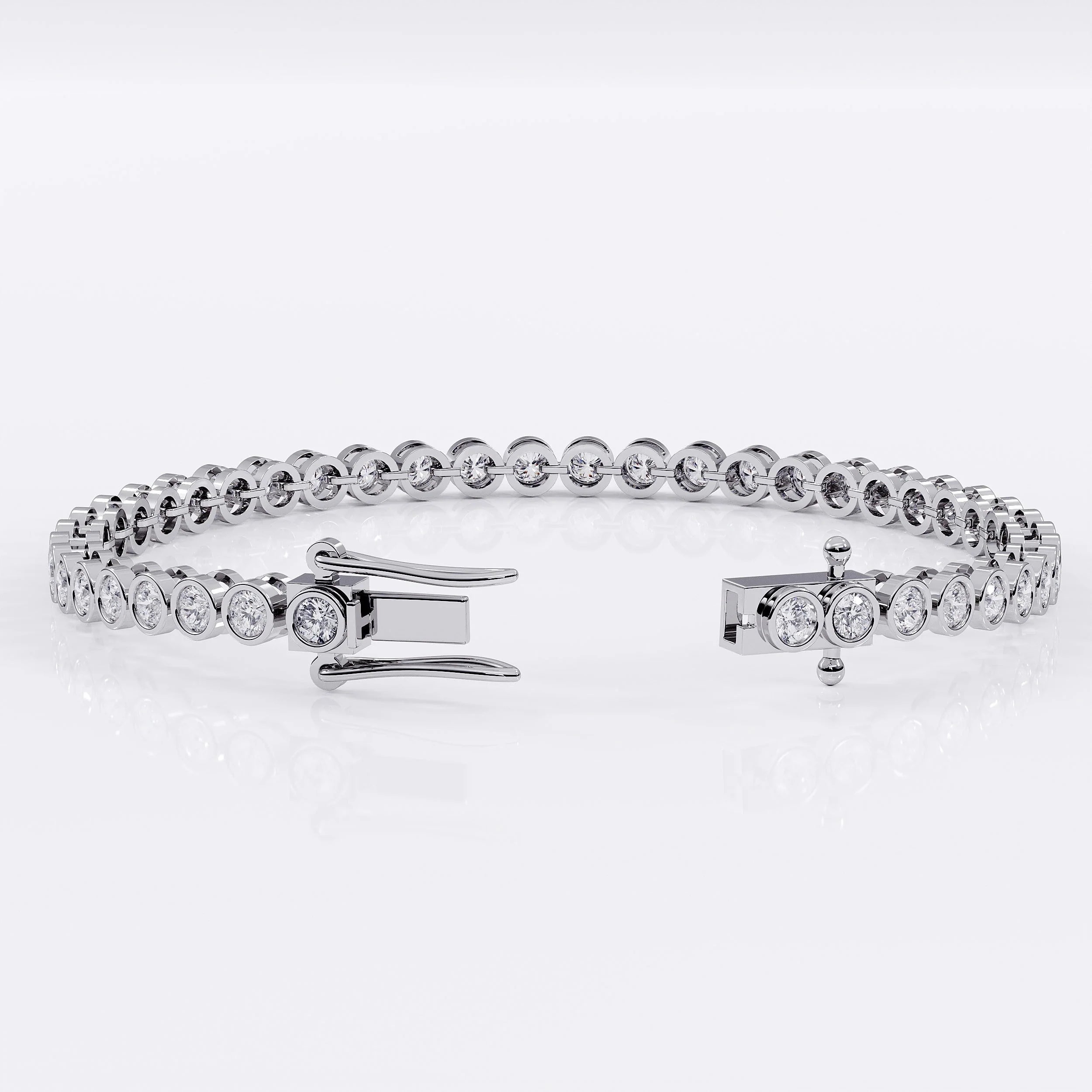 Diamond Tennis Bracelet with Bezel Design - 3mm (925 Sterling Silver) La Stella Jewels
